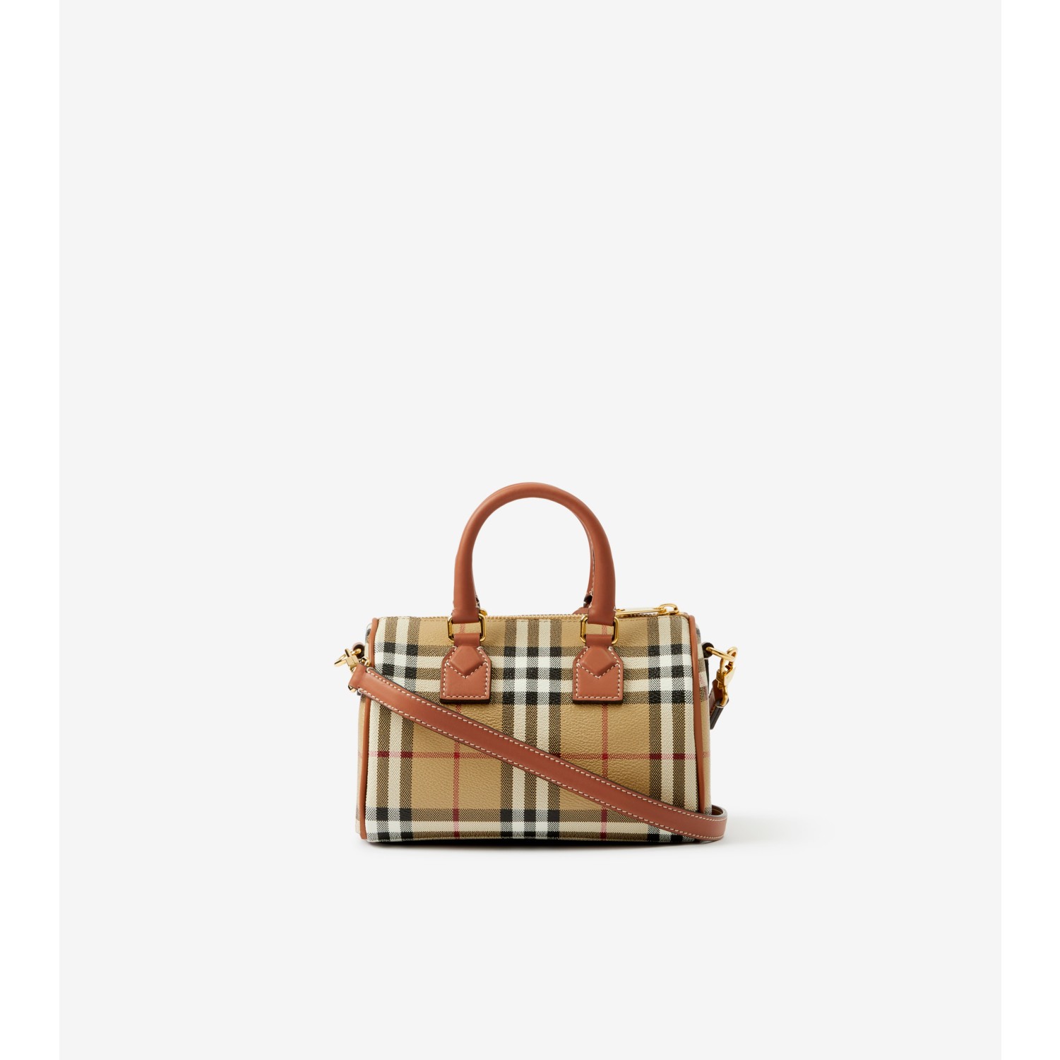 Authentic Burberry nova check bowling hand bag canvas and leather