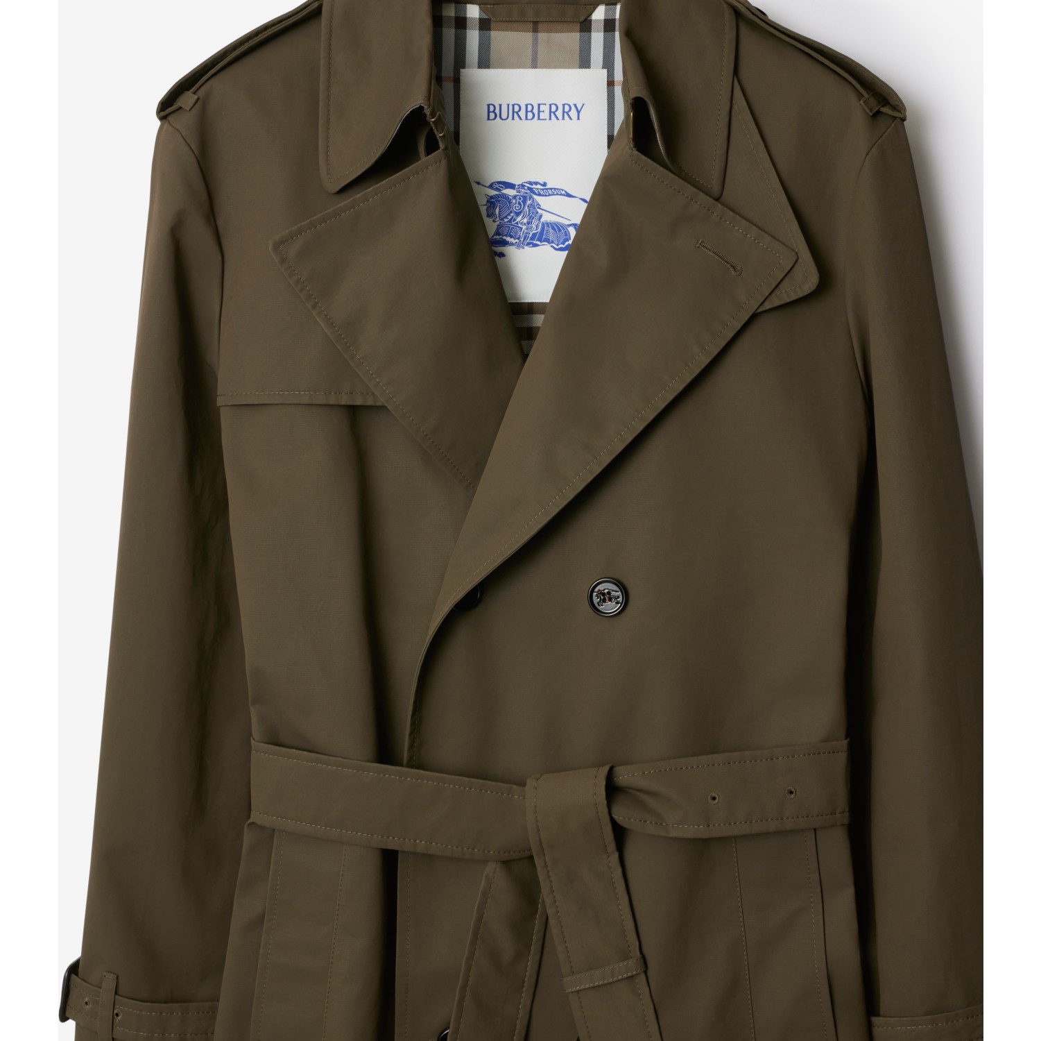 Trench coat longo de nylon e algodão