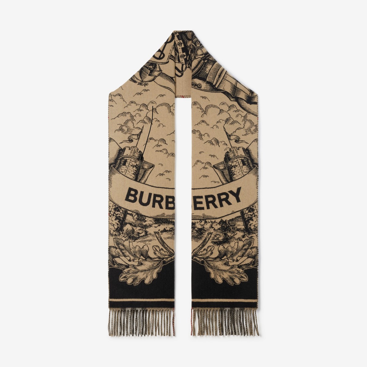 Burberry Ekd Cashmere Jacquard Reversible Scarf In Archive Beige