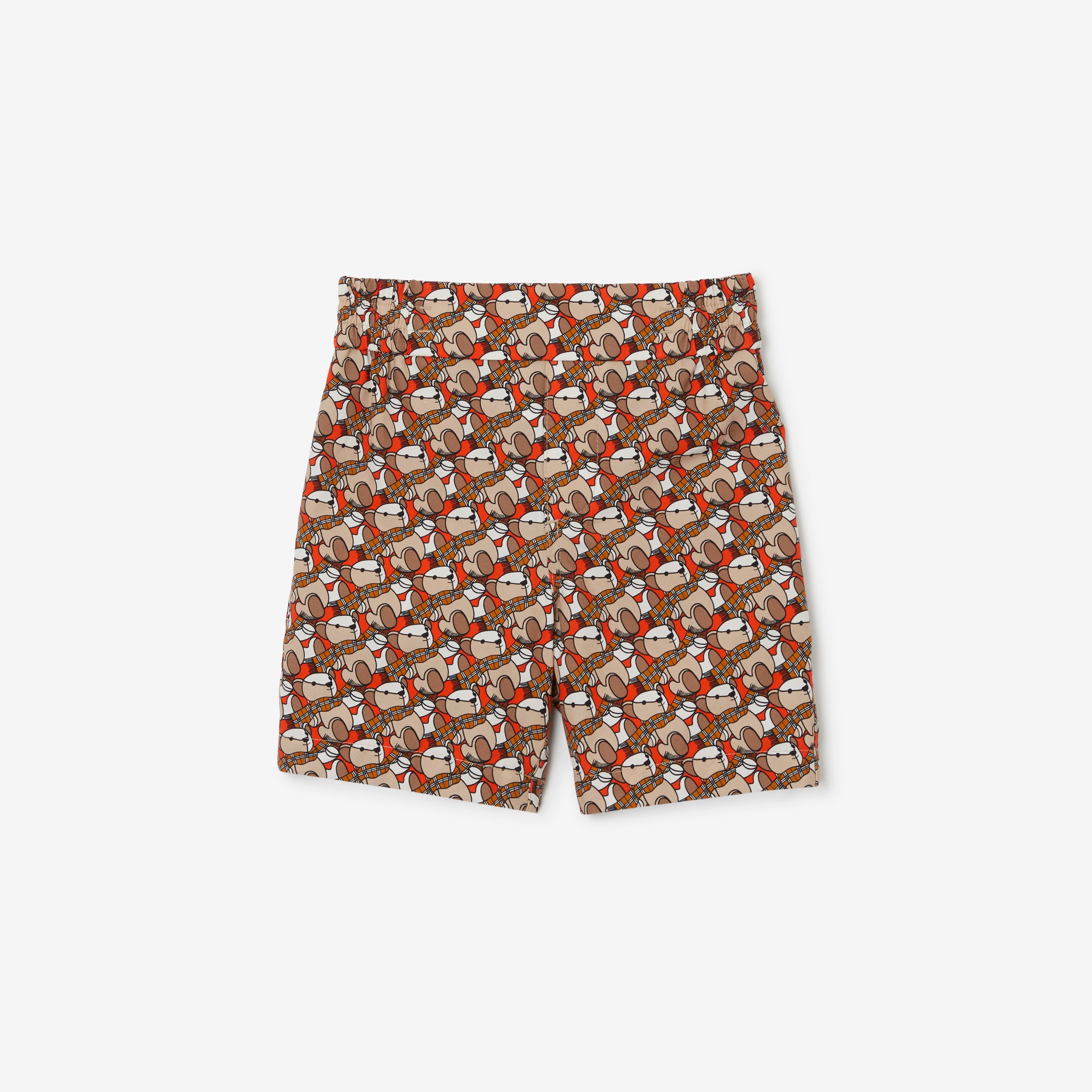 Pantaloncini in cotone con stampa orsetto Thomas (Arancione Scarlatto) - Bambini | Sito ufficiale Burberry® - 1