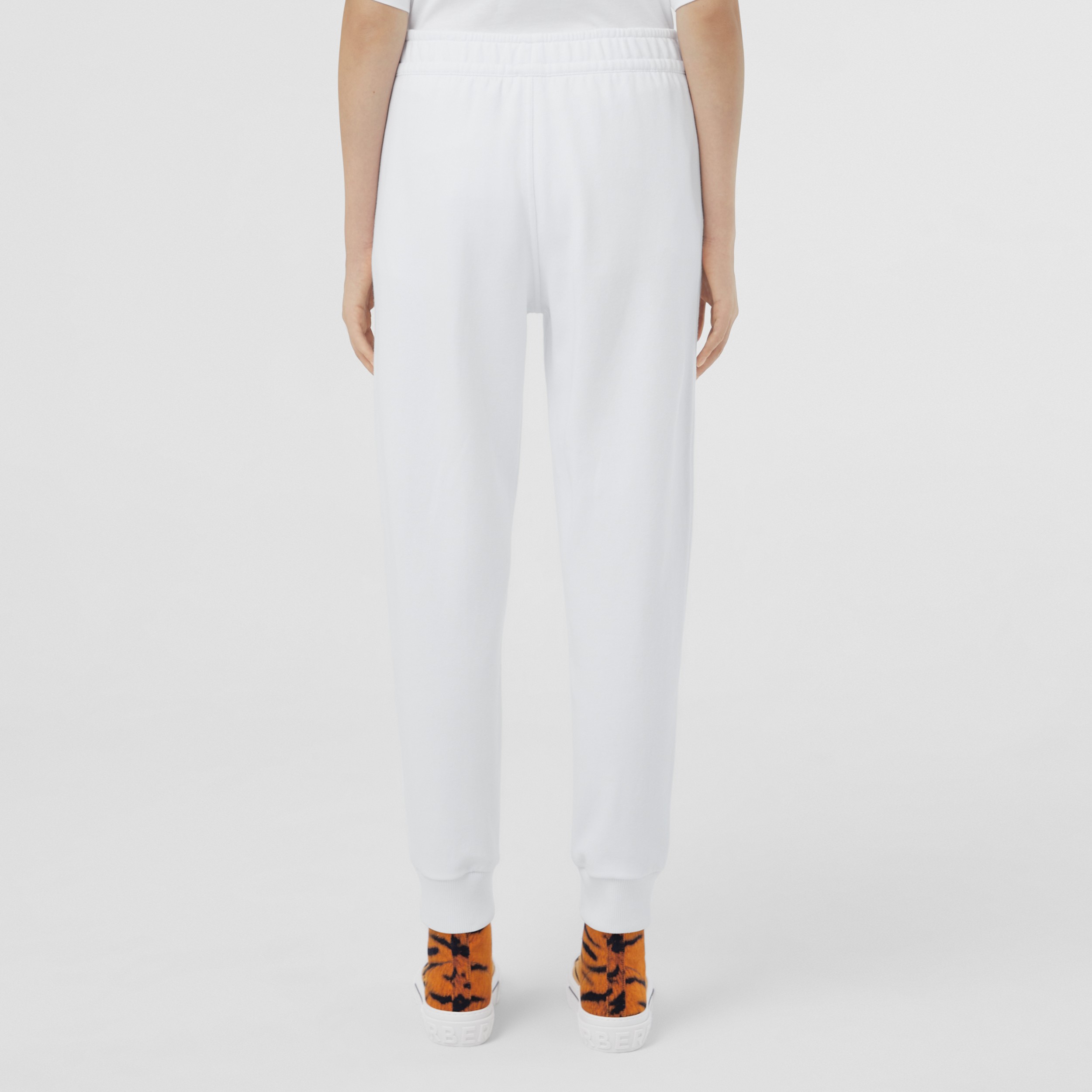 Monogram Motif Cotton Jogging Pants in White - Women | Burberry® Official - 3