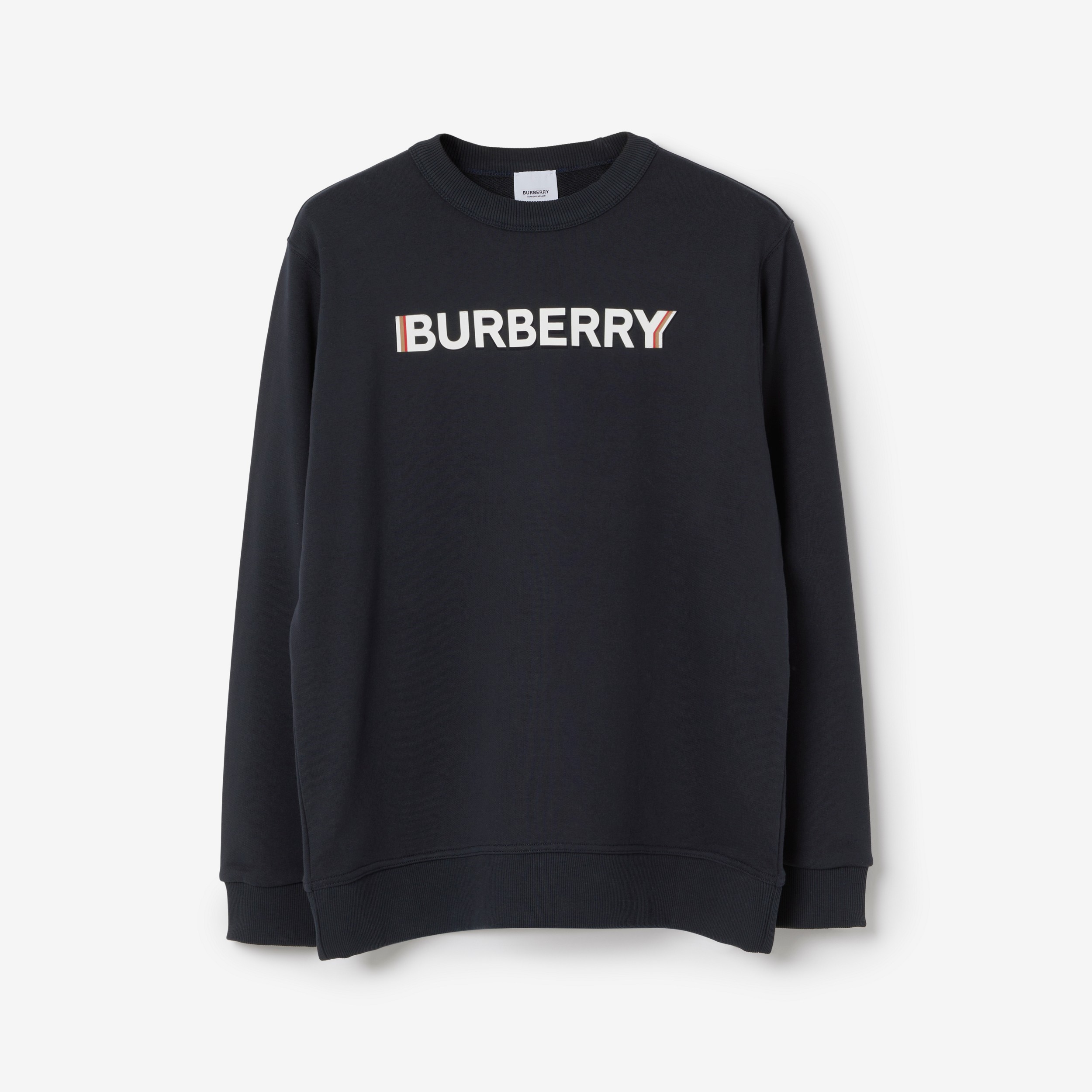 Logo Print Cotton Sweatshirt in Navy - Men | Burberry® Official - 1