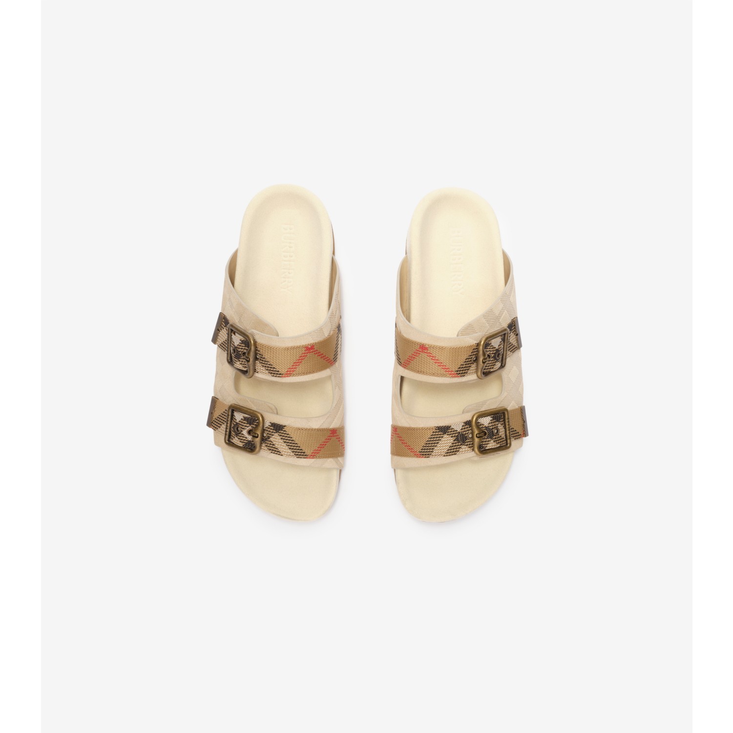 Check Suede Urchin Sandals in Bake beige - Women | Burberry® Official