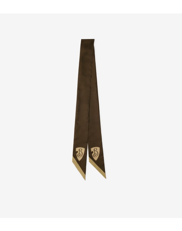 Skinny Reversible B Shield Silk Scarf