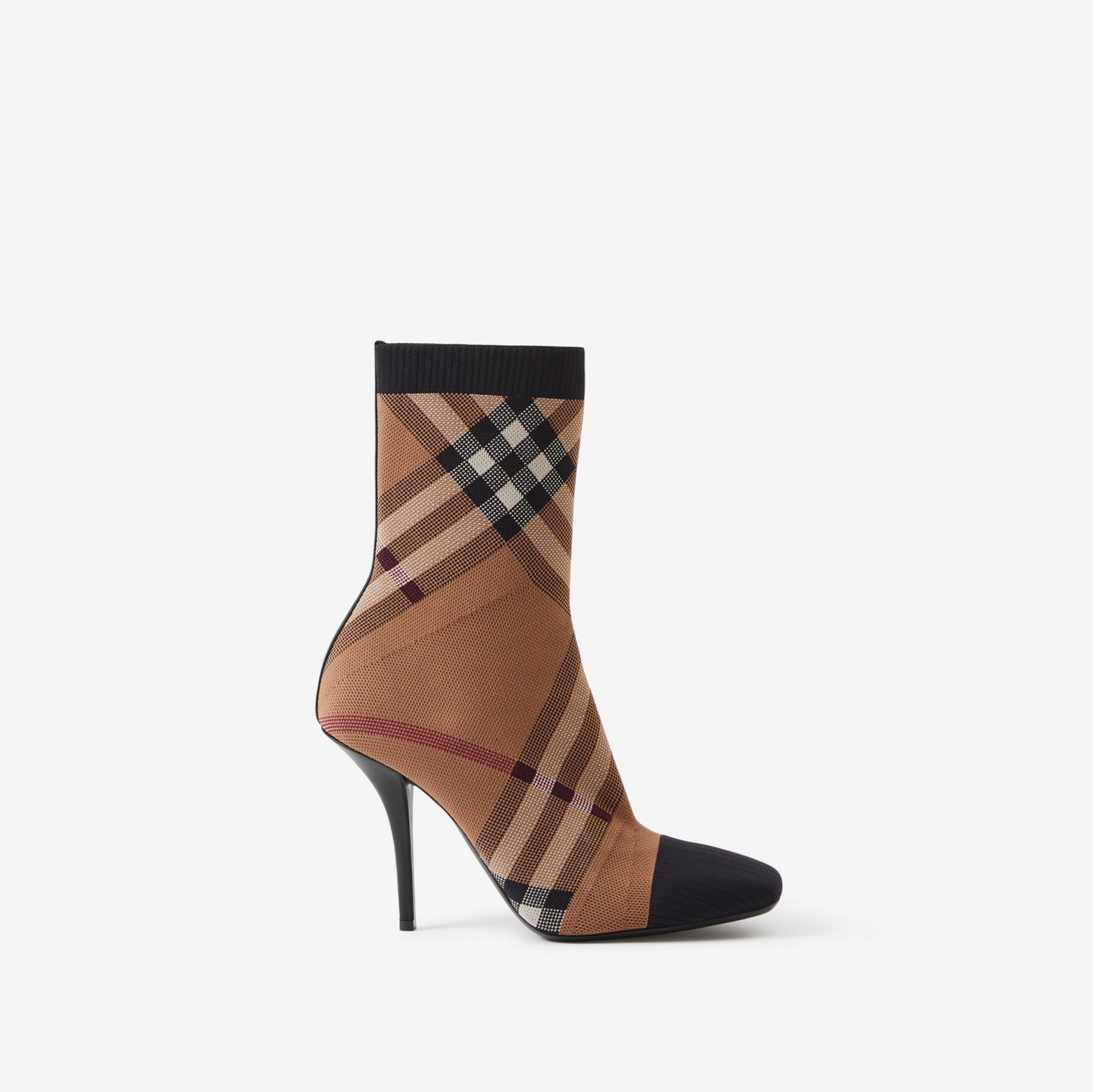 Botas estilo meia de malha xadrez (Marrom Bétula) - Mulheres | Burberry® oficial