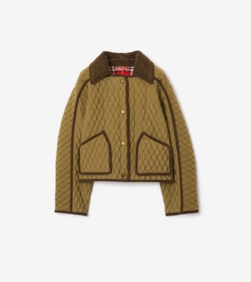 Cropped Quilted Nylon Floriston Jacket in Willow brown - Women, Wool | Burberry® Official