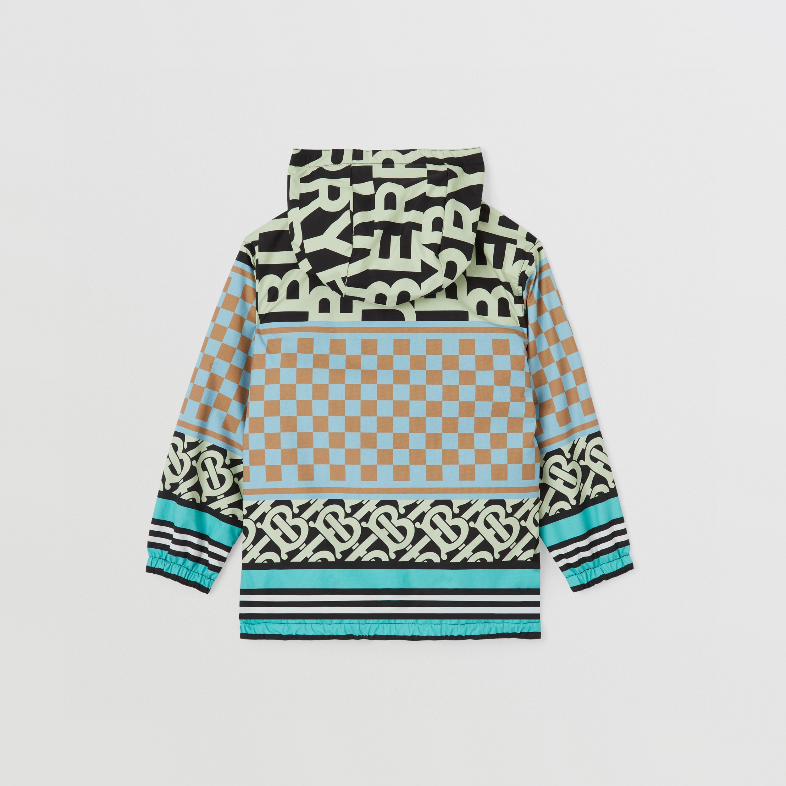 Montage Print Nylon Hooded Jacket in Jade Blue | Burberry® Official - 4