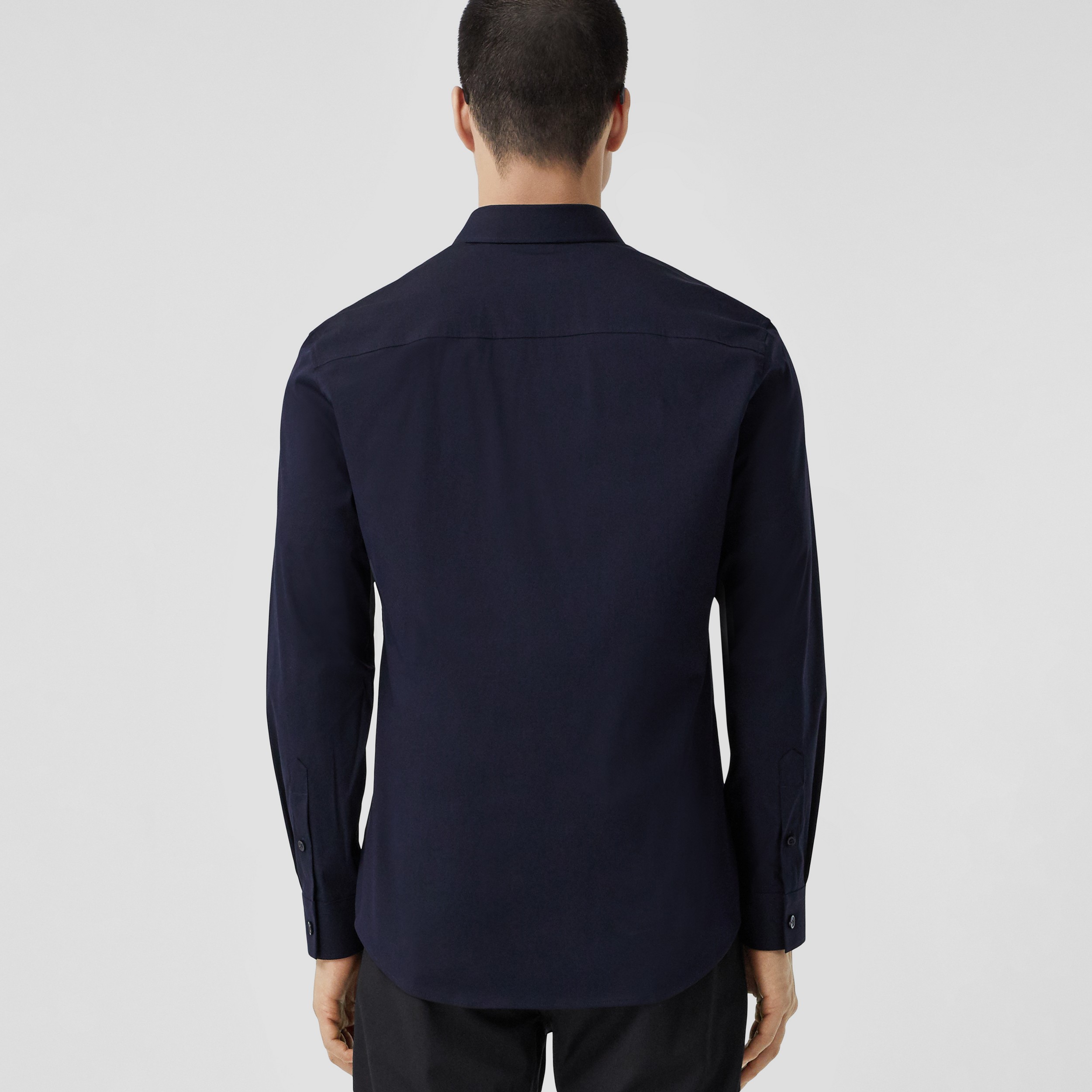 Camisa de algodão tecnológico com monograma (Azul-marinho) - Homens | Burberry® oficial - 3