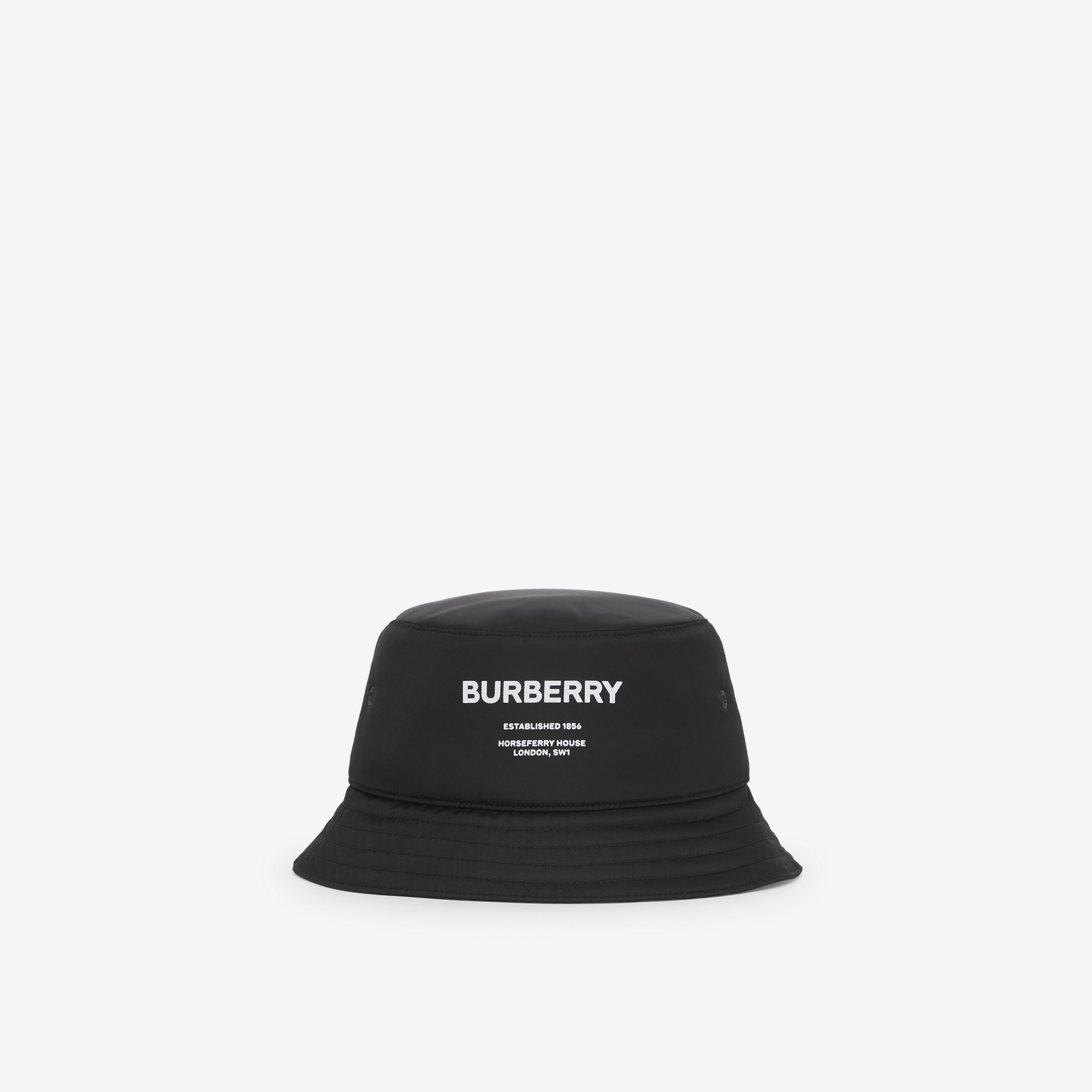 Horseferry Print Nylon Bucket Hat in Black | Burberry® Official - 1