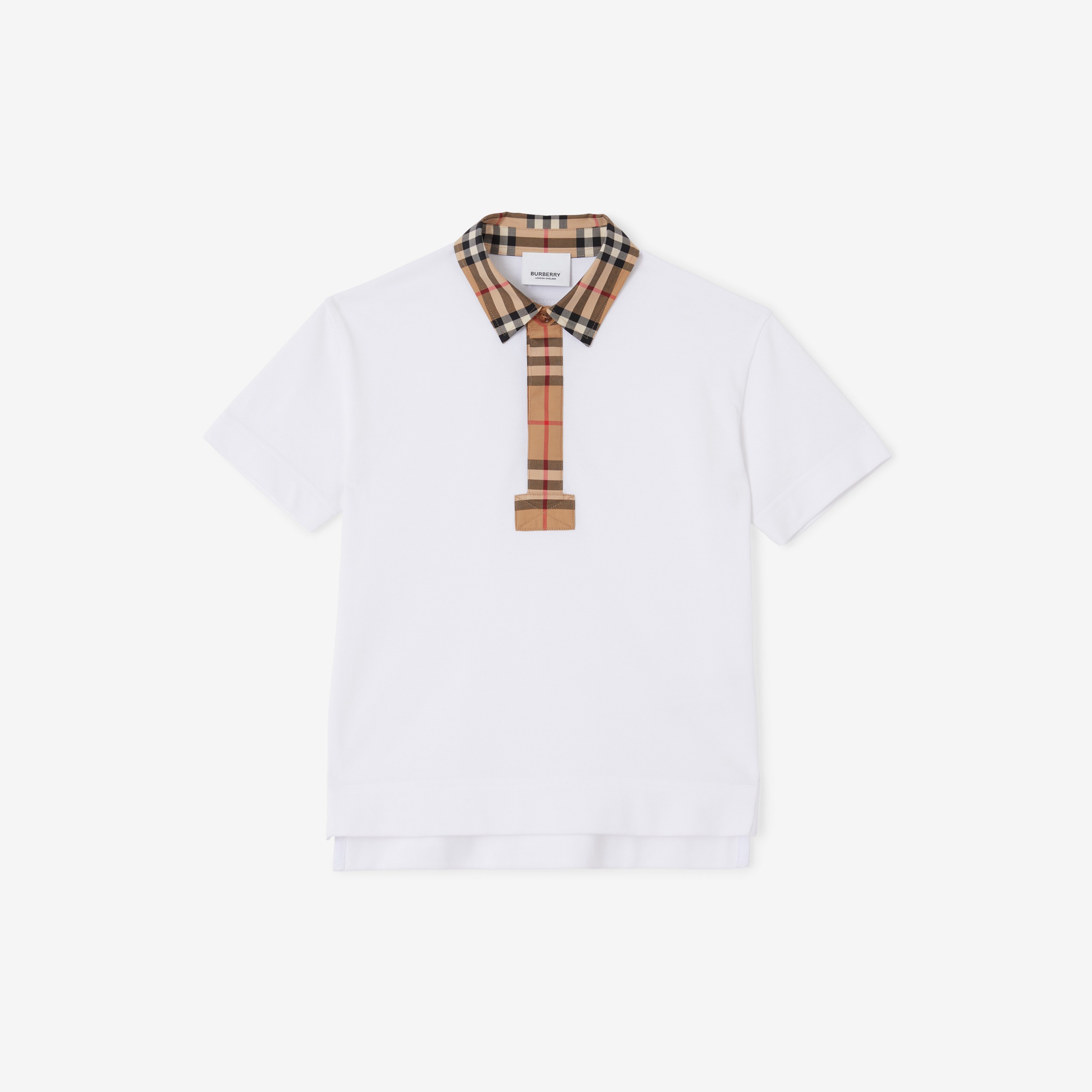 ヴィンテージチェックトリム コットンピケ ポロシャツ (ホワイト) | Burberry®公式サイト - 1