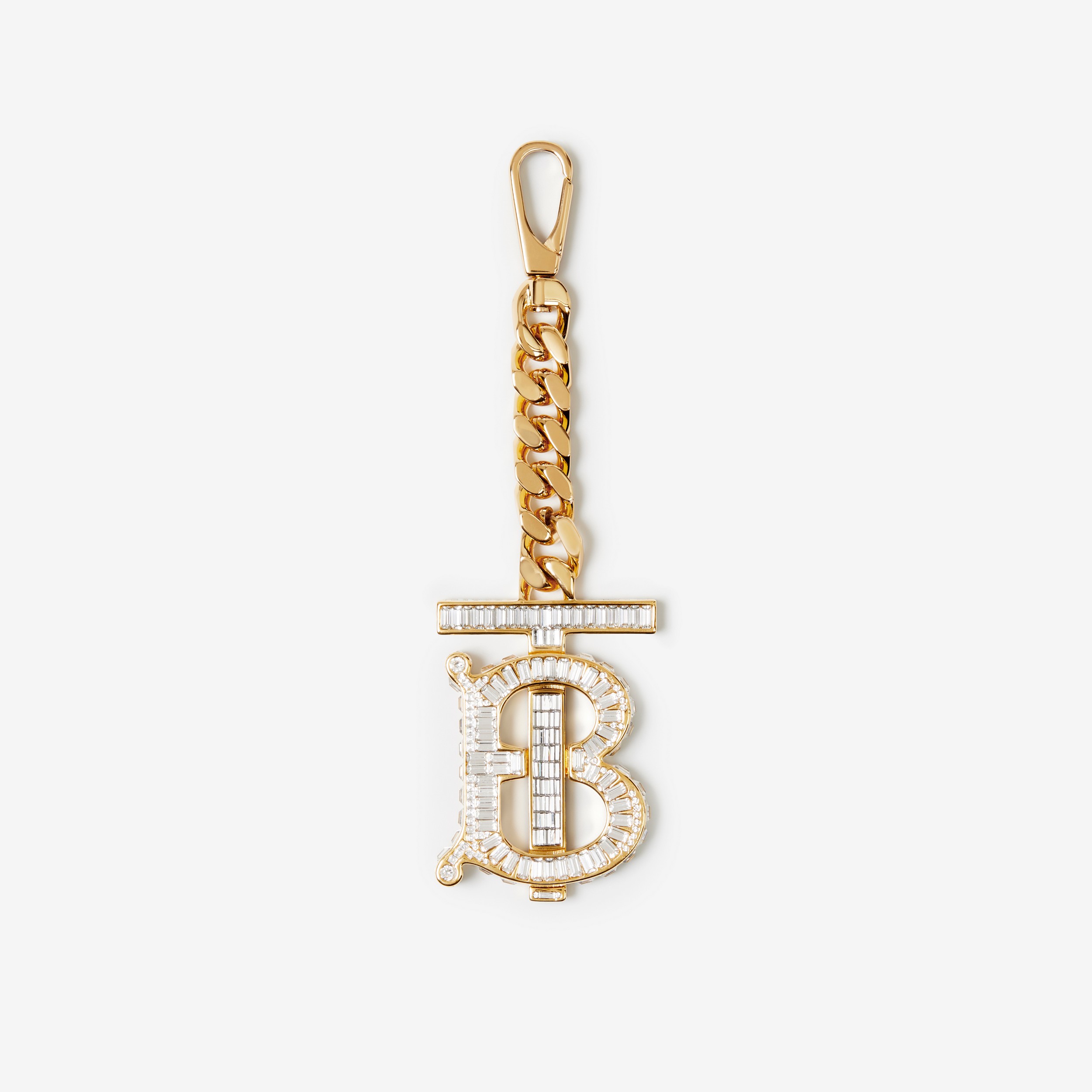 Crystal Monogram Motif Key Ring in Light Gold - Women | Burberry® Official - 1