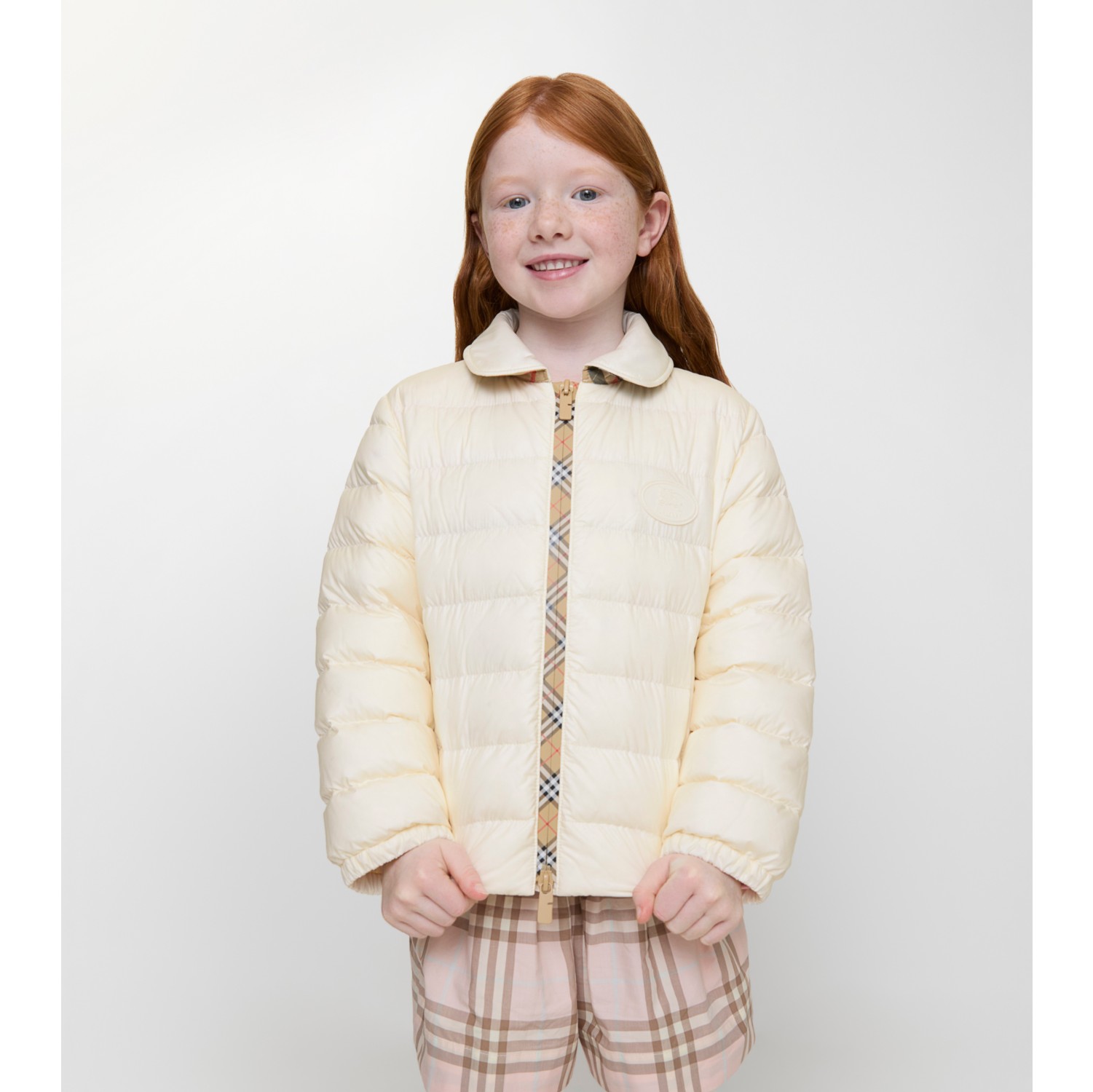 Checker-tape Nylon Puffer Jacket