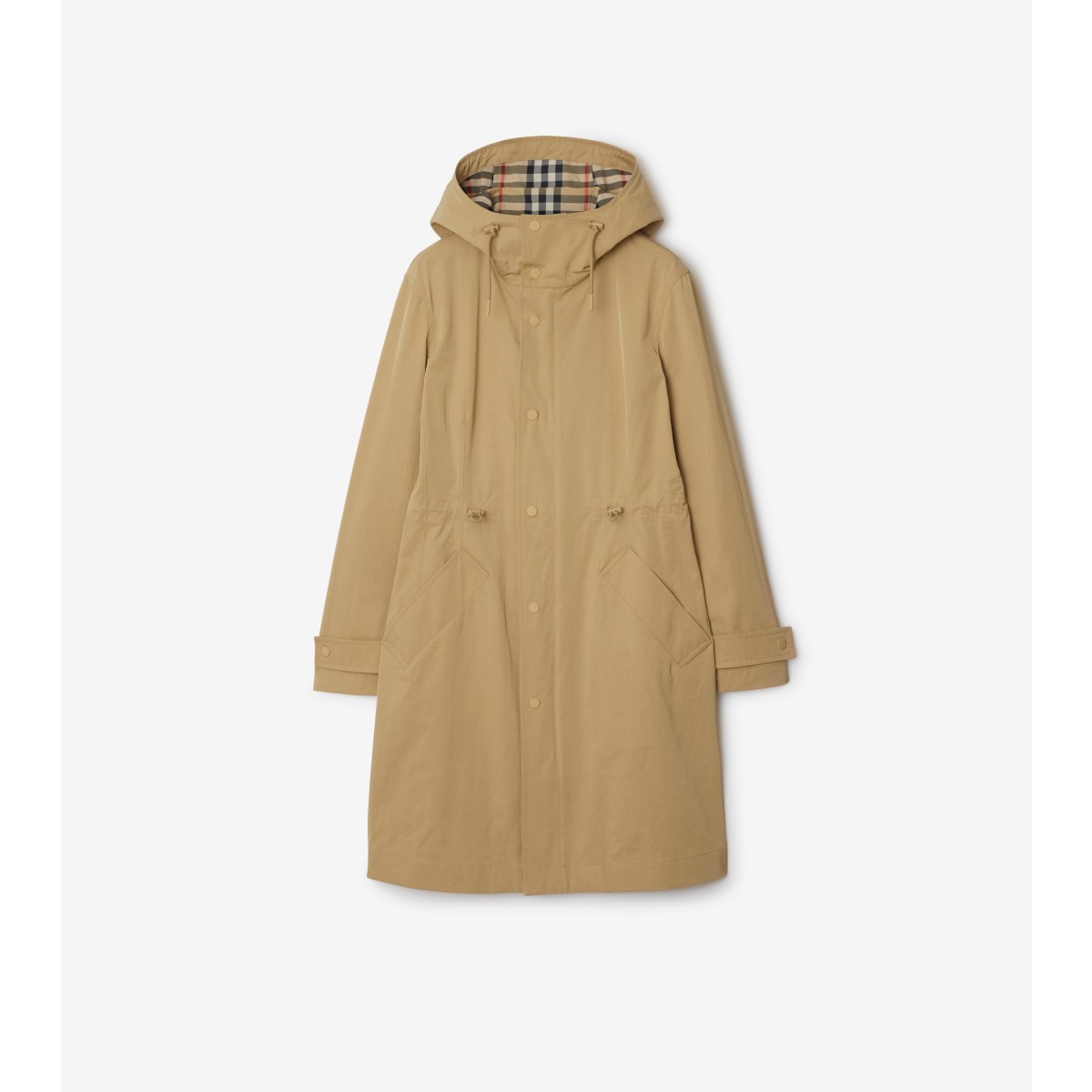 Shop Burberry Nylon Cotton Parka In Flax