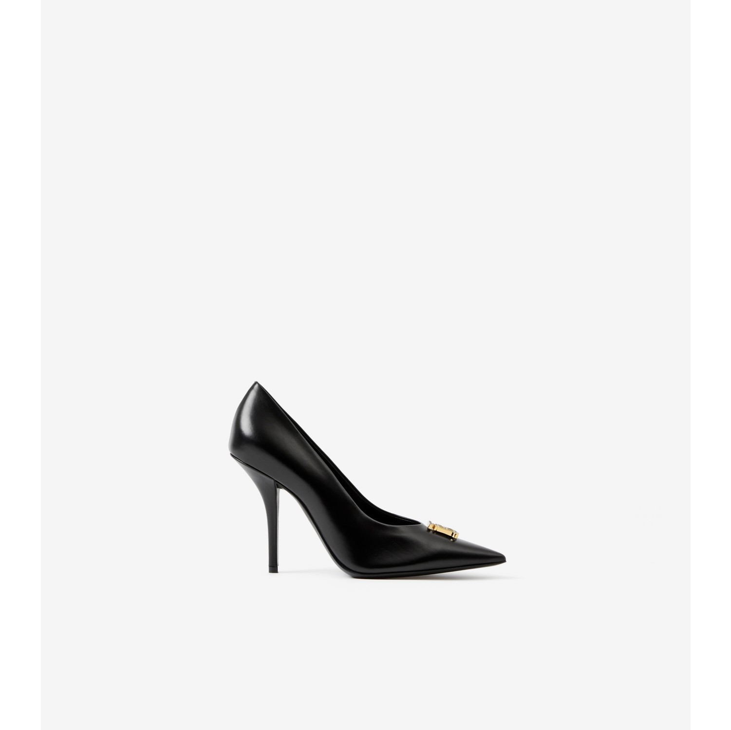 Monogram Motif Leather Point-toe Pumps in Black - Women - Burberry