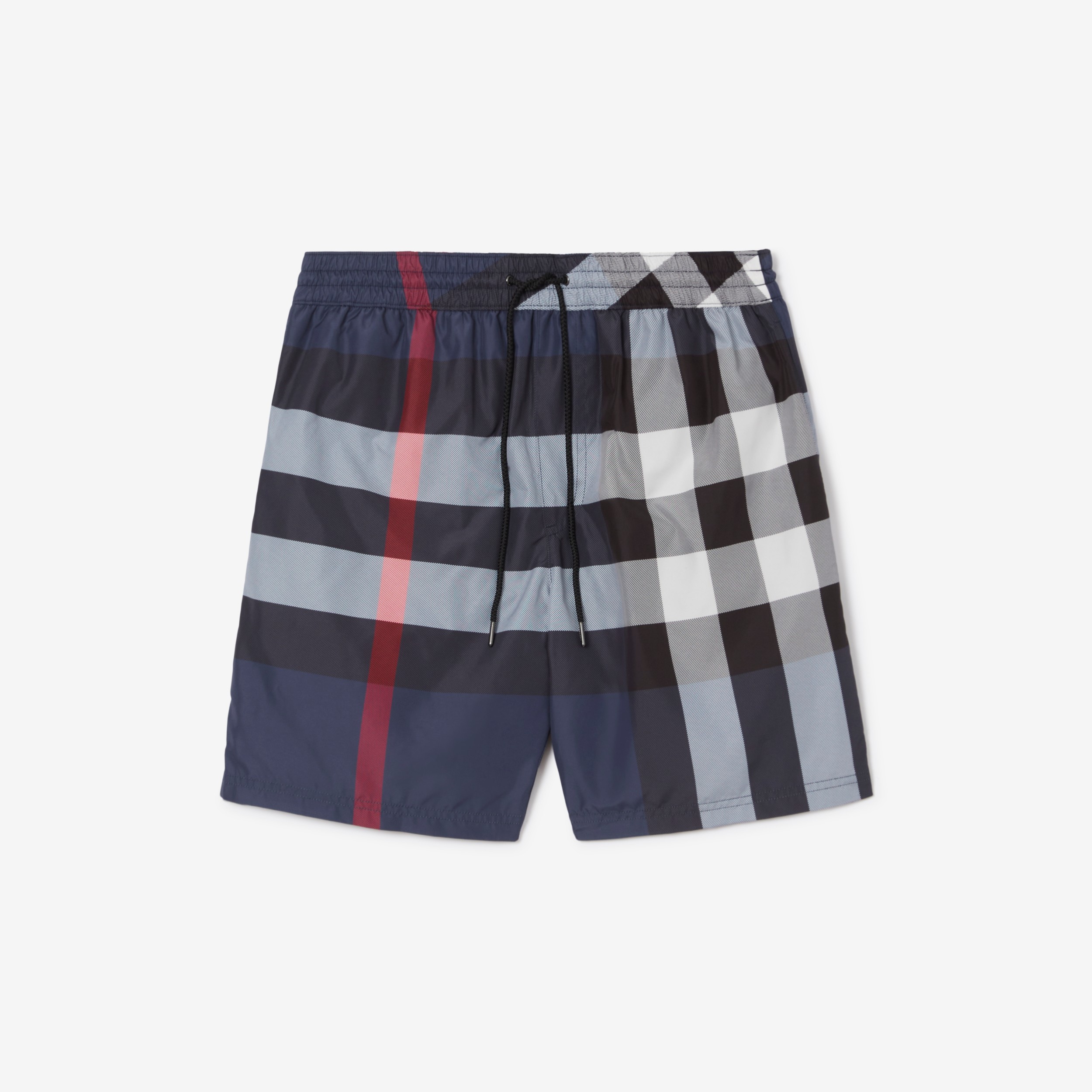 Exaggerated Check Drawcord Swim Shorts in Carbon Blue - Men | Burberry®  Official