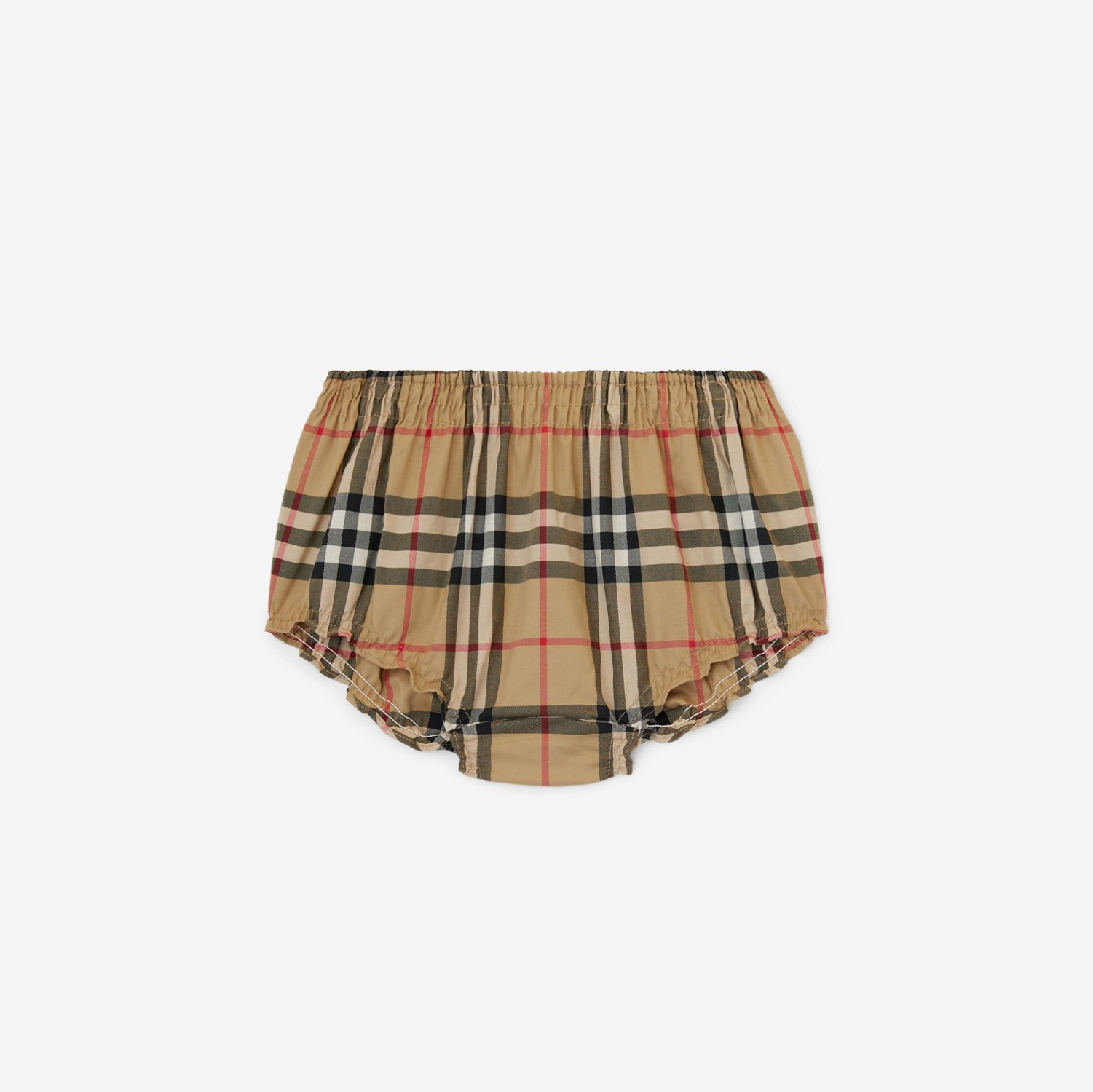 Vestitino e pantaloncini bloomer in cotone stretch con motivo Vintage check (Beige Archivio) - Bambini | Sito ufficiale Burberry®