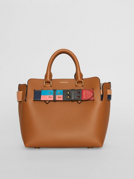 Tote Bags Burberry The Small Leather Colour Block Detail Belt Bag In Cognac