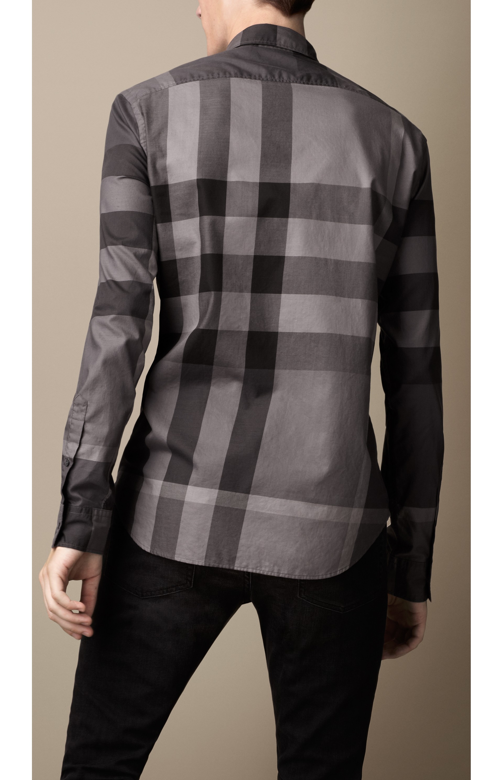 Giant Exploded Check Cotton Shirt in Charcoal - Men | Burberry United ...