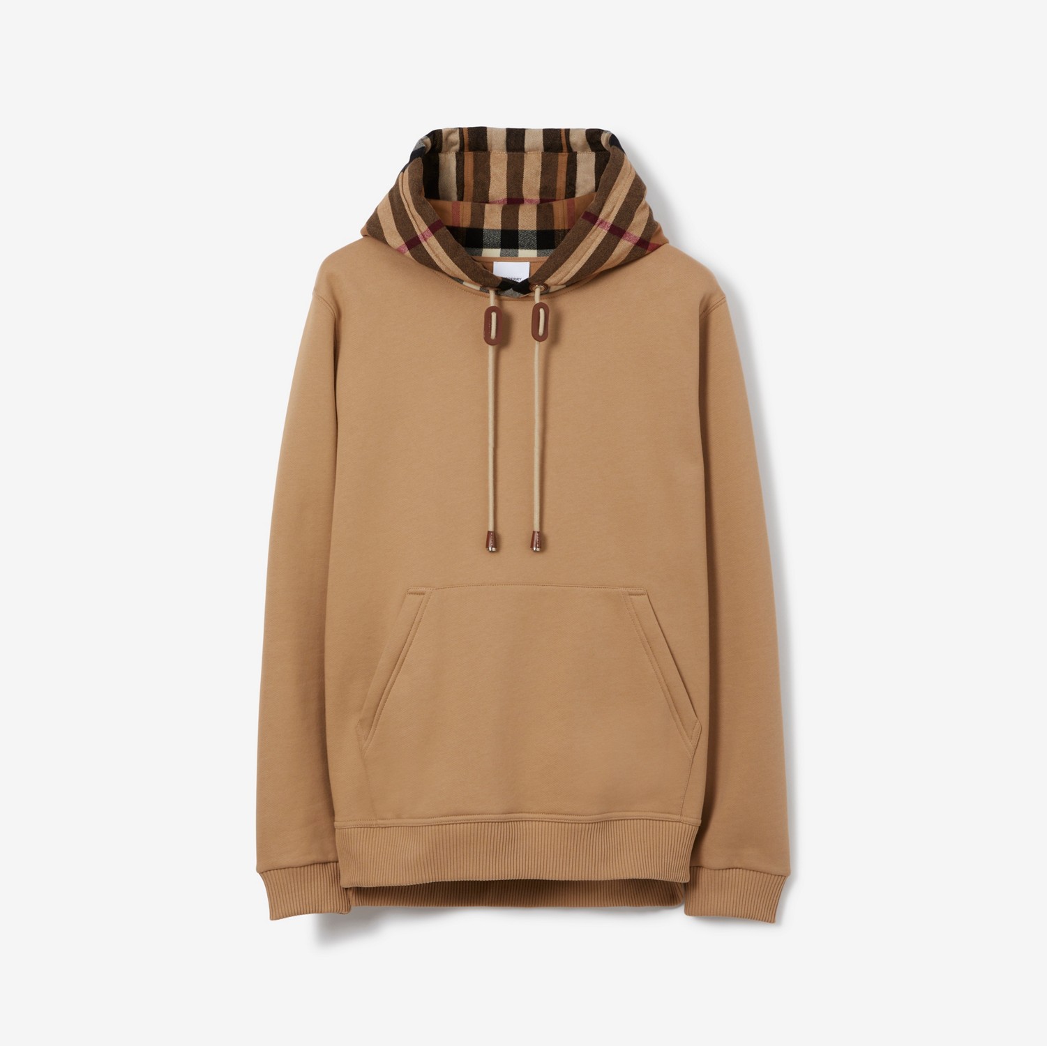 Check Hood Hoodie in Camel - Men | Burberry® Official