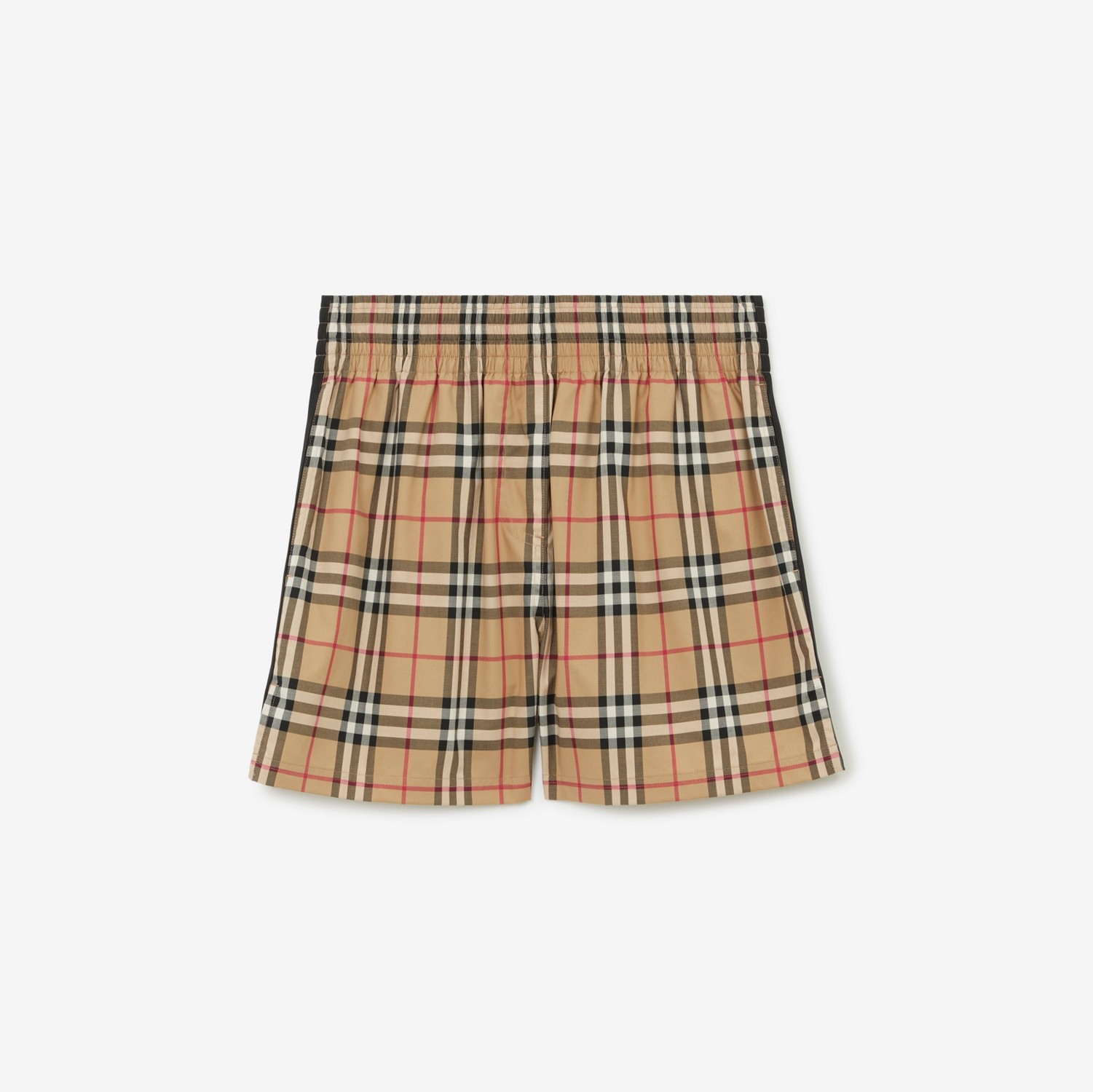 Side Stripe Vintage Check Stretch Cotton Shorts in Archive Beige - Women | Burberry® Official
