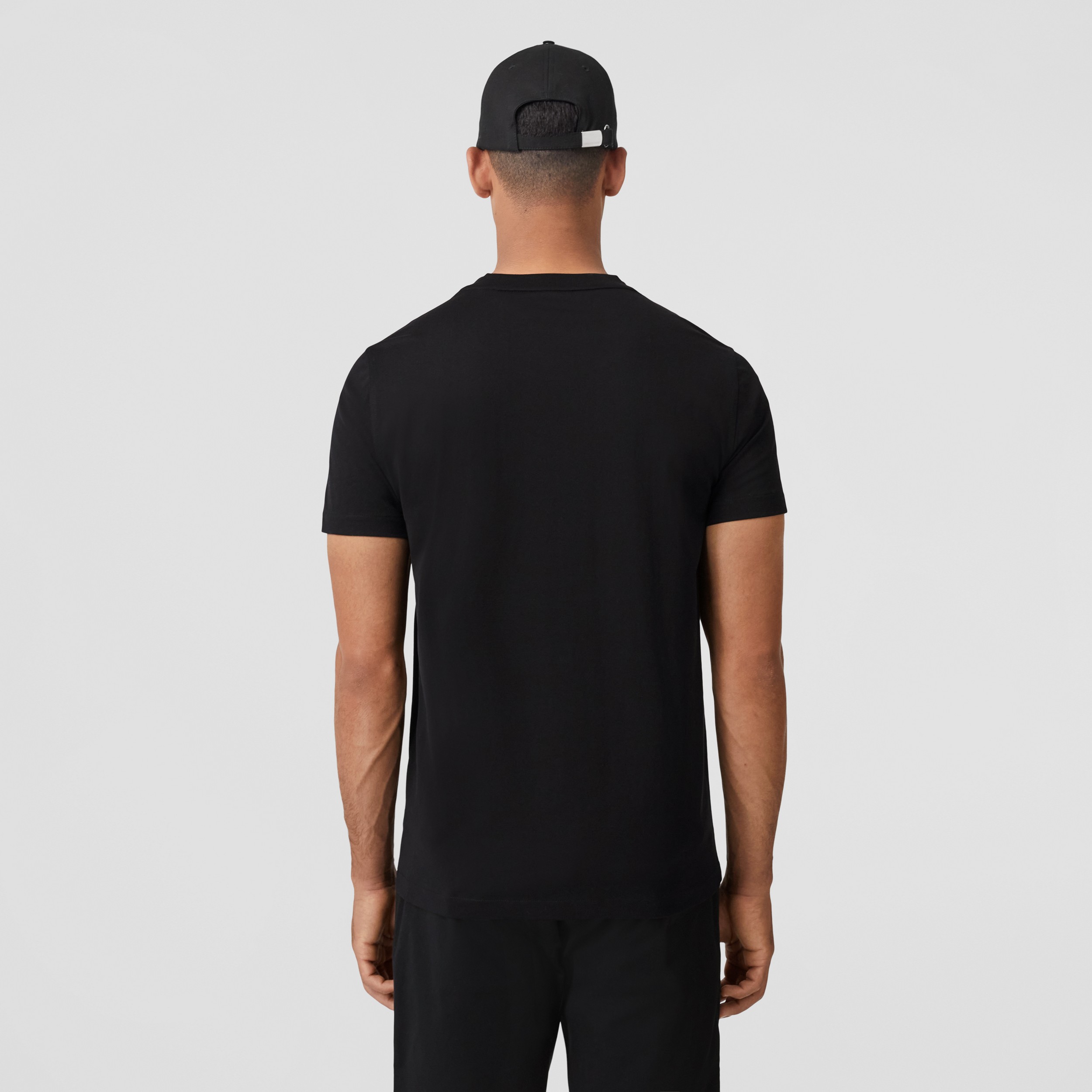 모노그램 모티프 코튼 티셔츠 (블랙) - 남성 | Burberry® - 3