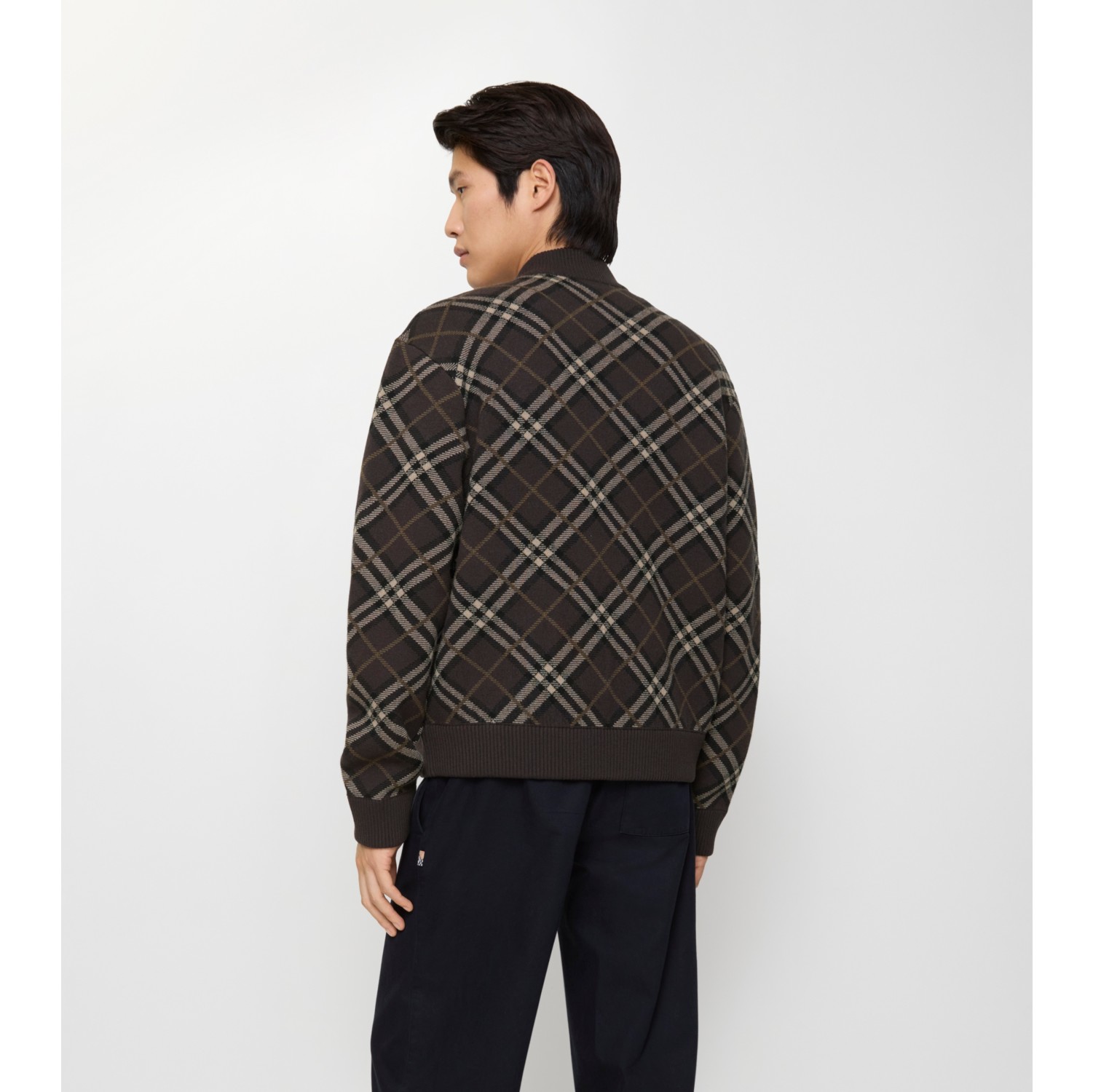 Check Wool Cashmere Bomber Jacket