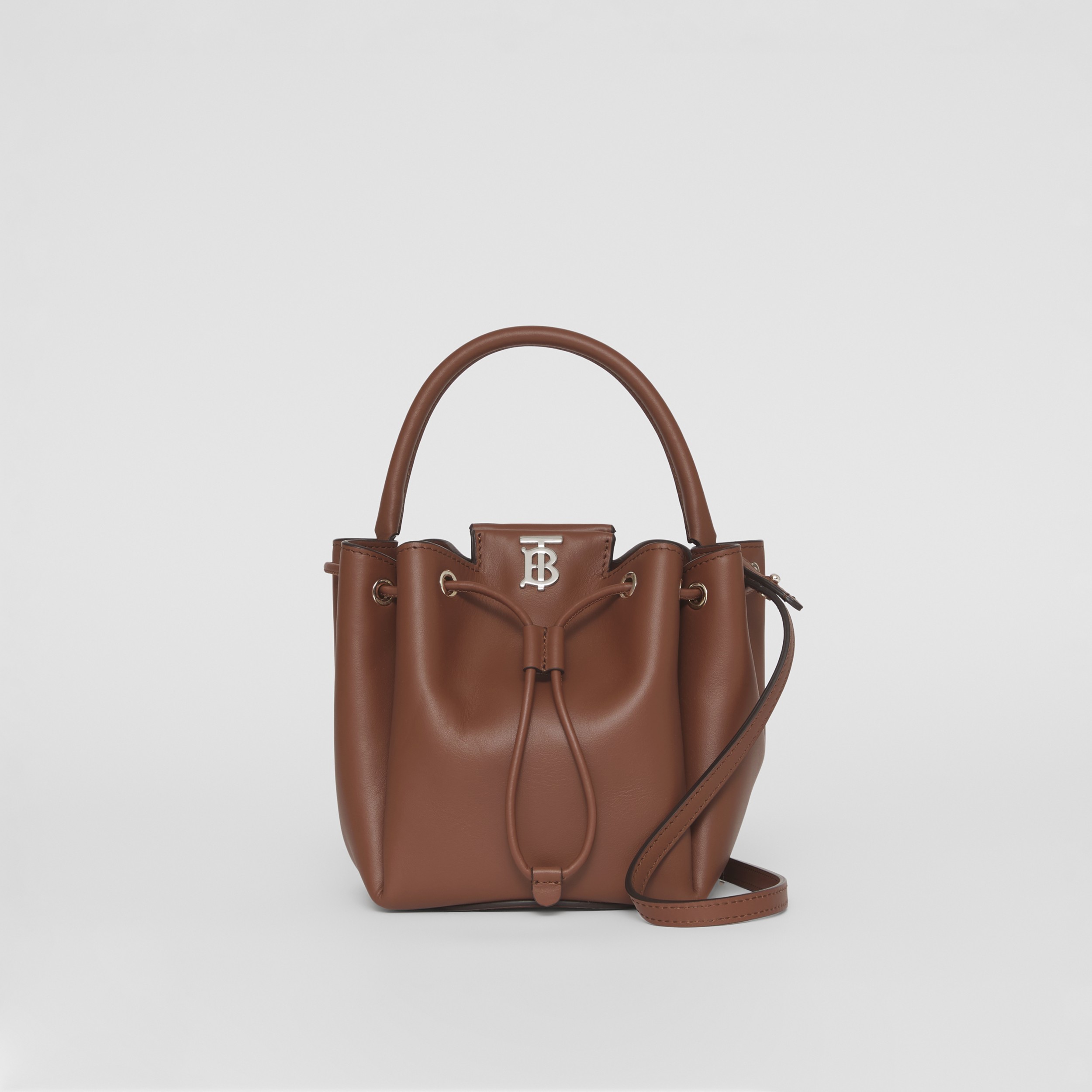 burberry monogram motif leather bucket bag