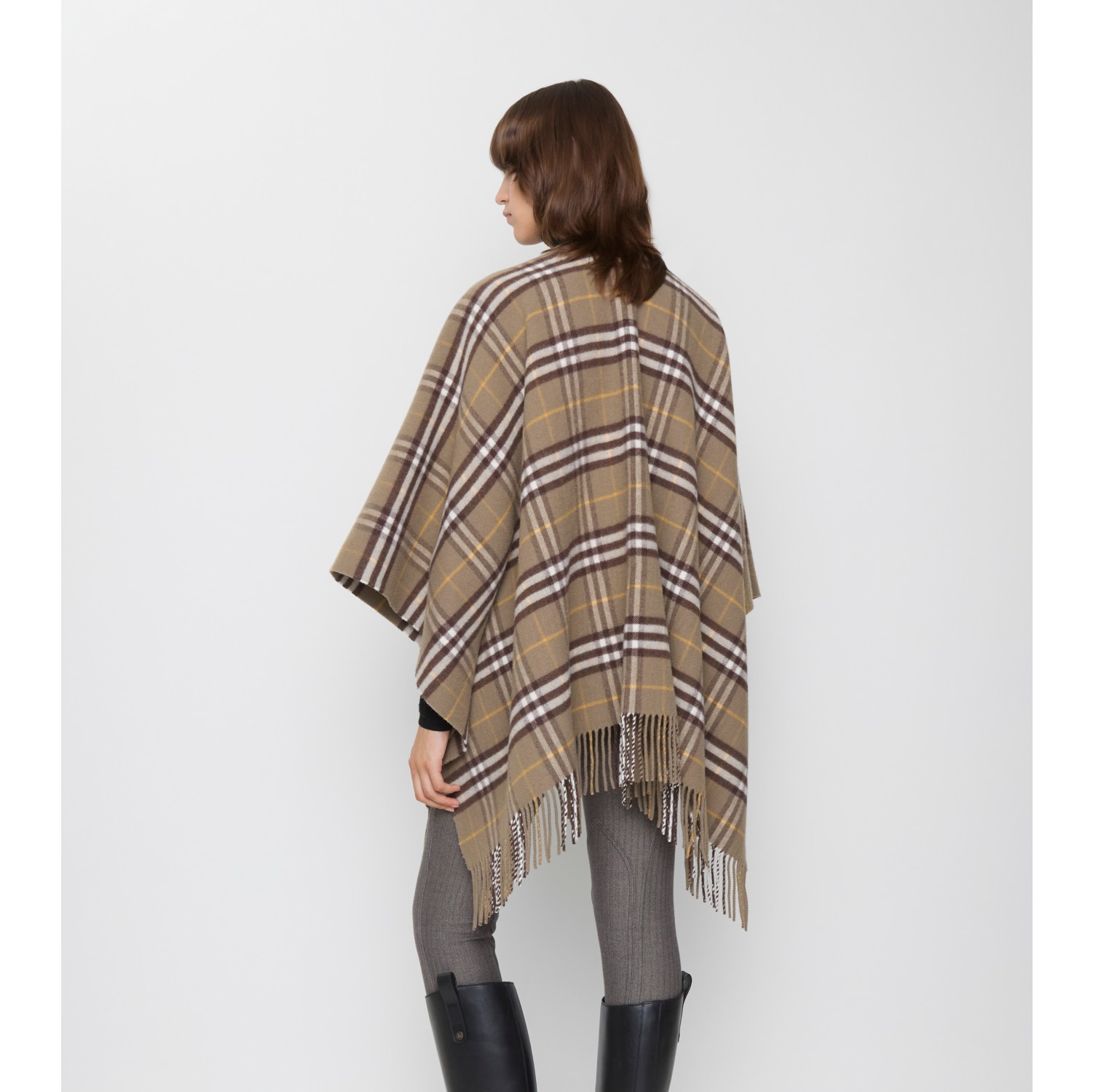 Check Wool Cashmere Cape