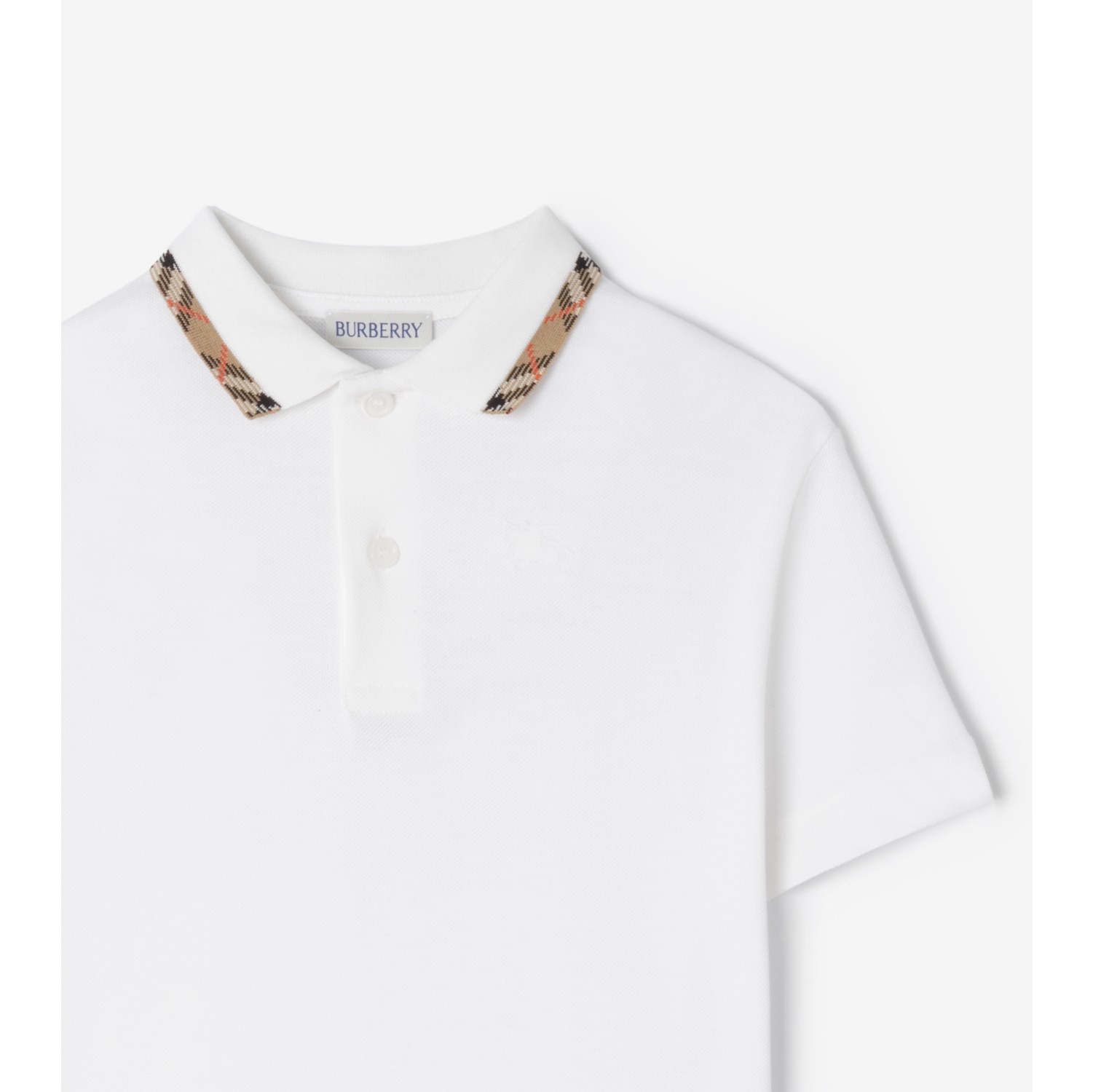 Cotton Pique Polo Shirt in White | Burberry® Official