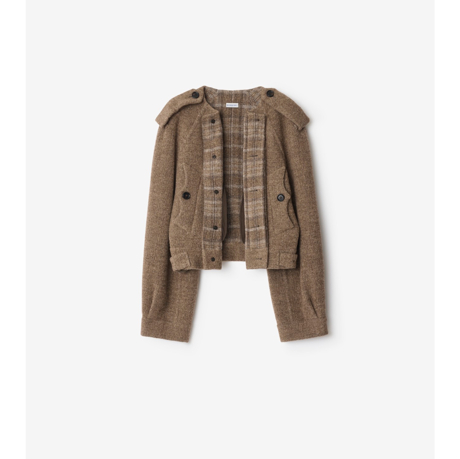 Detachable Scarf Wool Blend Jacket