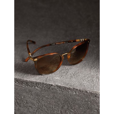 check detail square frame sunglasses