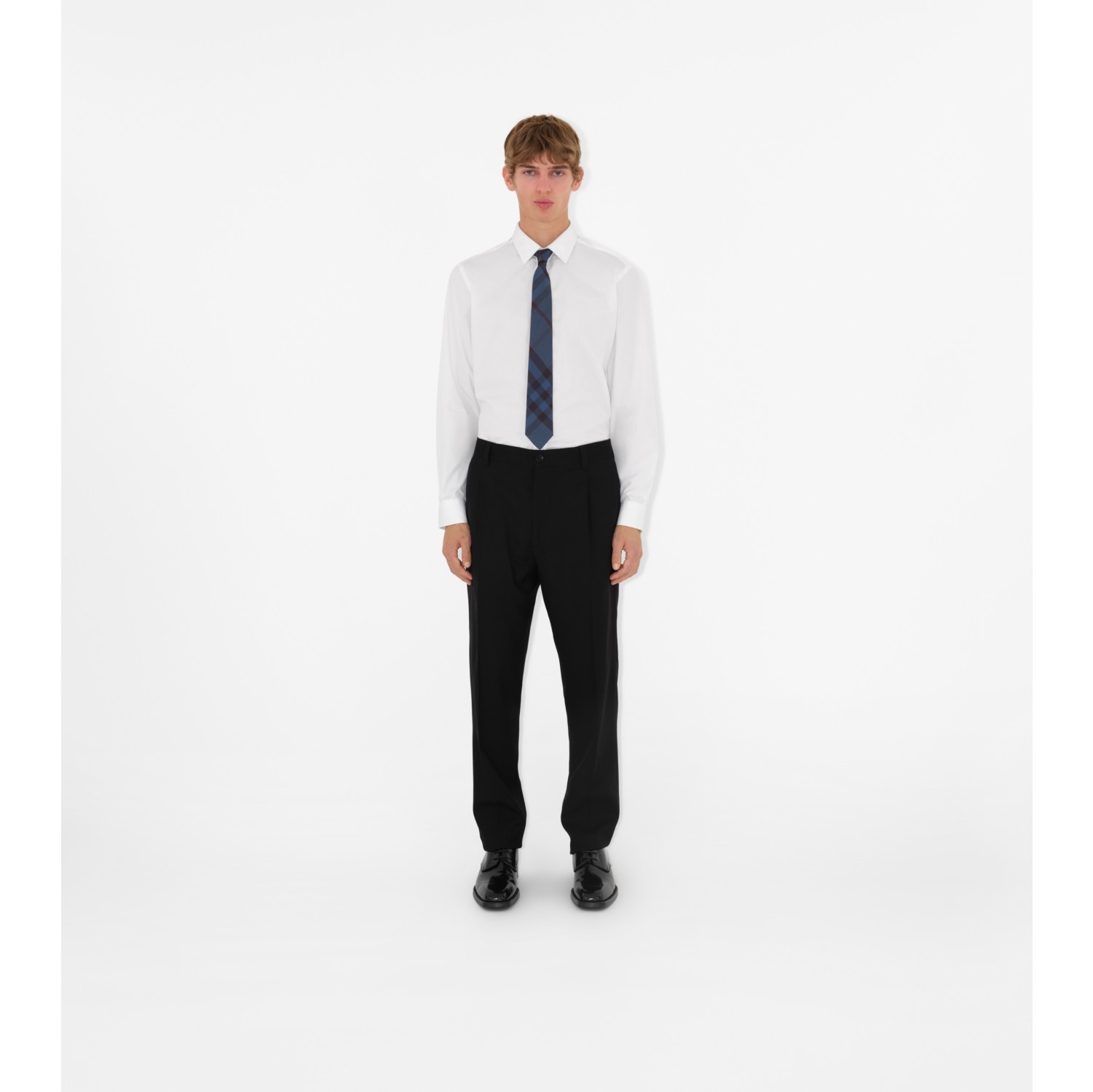 Check Silk Tie in Rich navy - Men | Burberry® Official