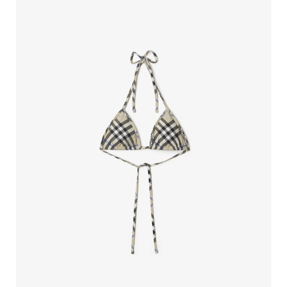 Shop Burberry Check Bikini Top In Lichen