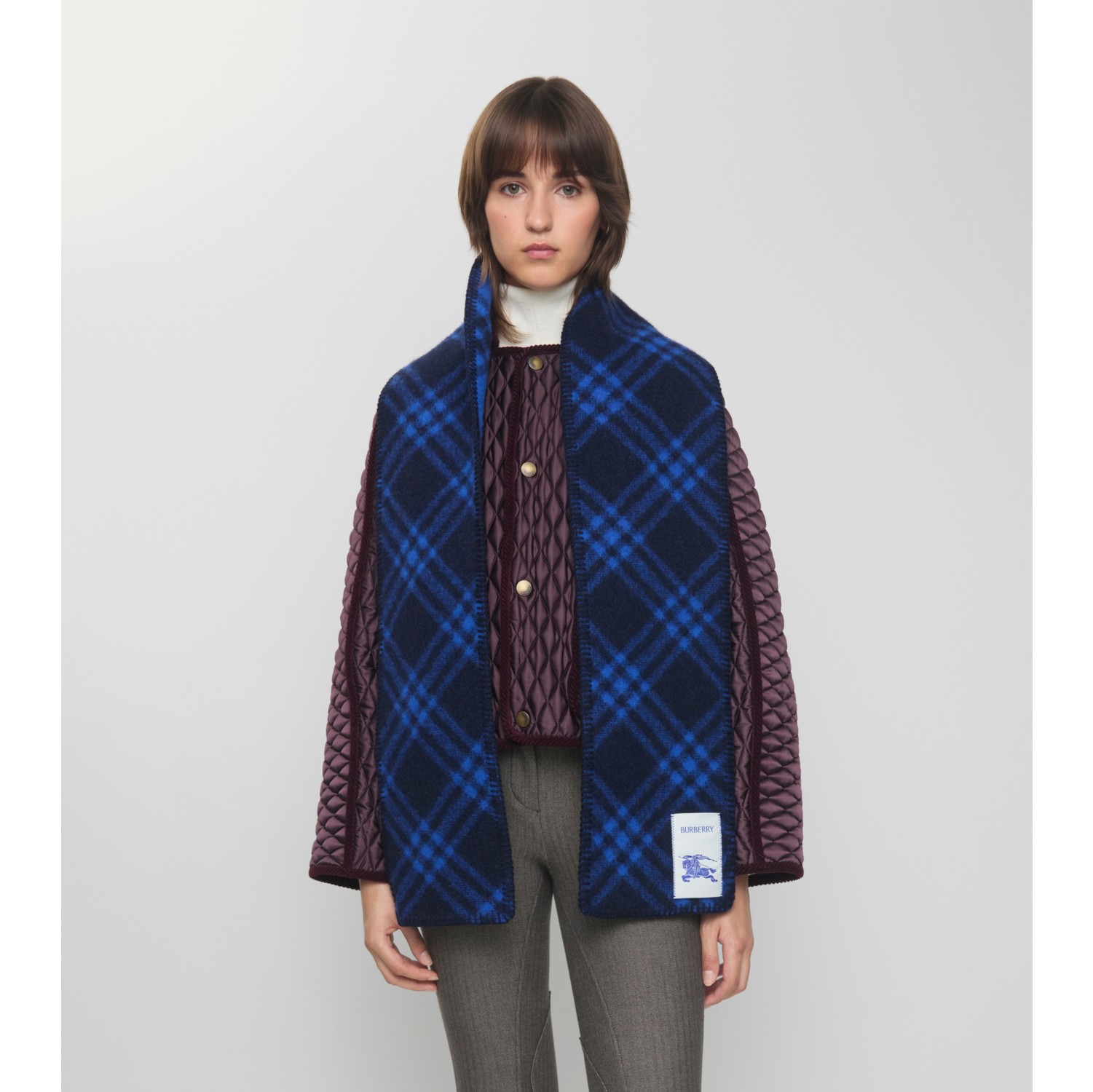 Narrow Check Wool Scarf
