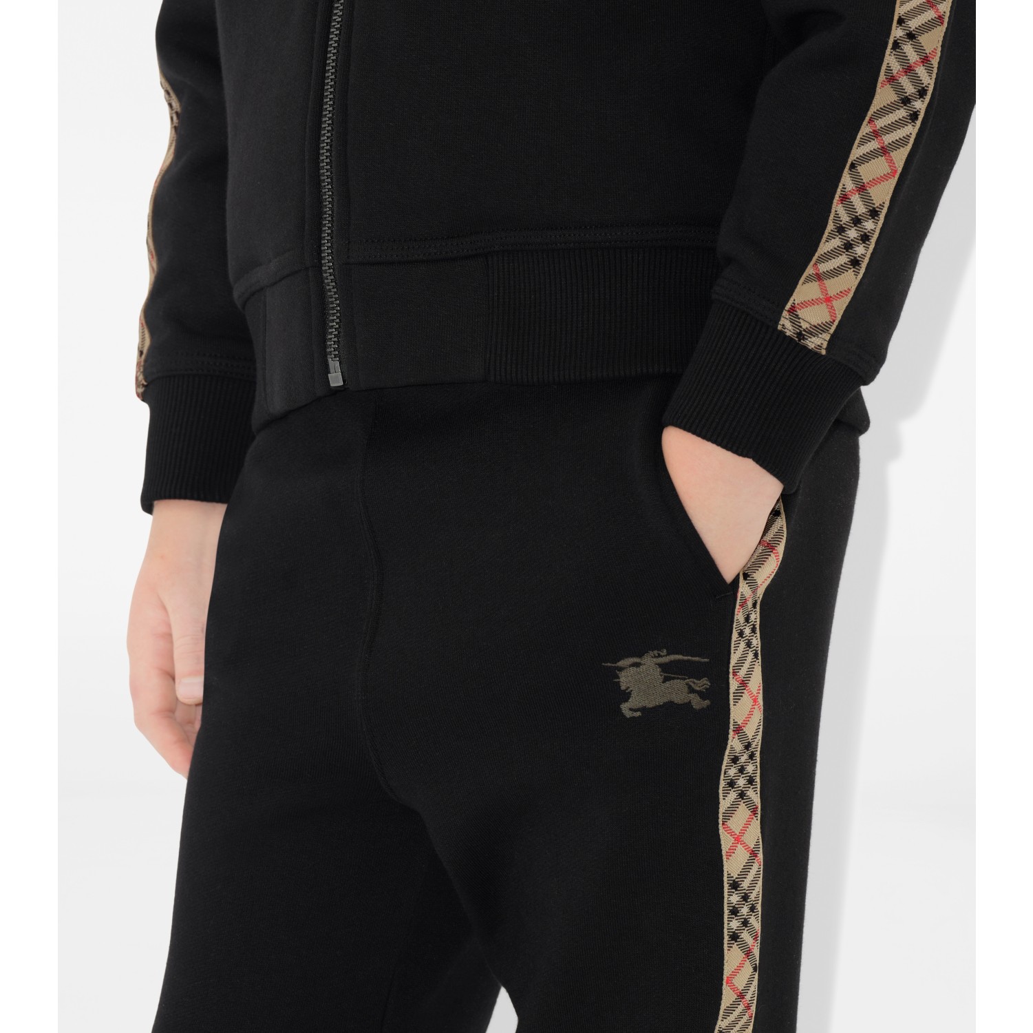 Check Trim Cotton Jogging Pants in Black | Burberry® Official