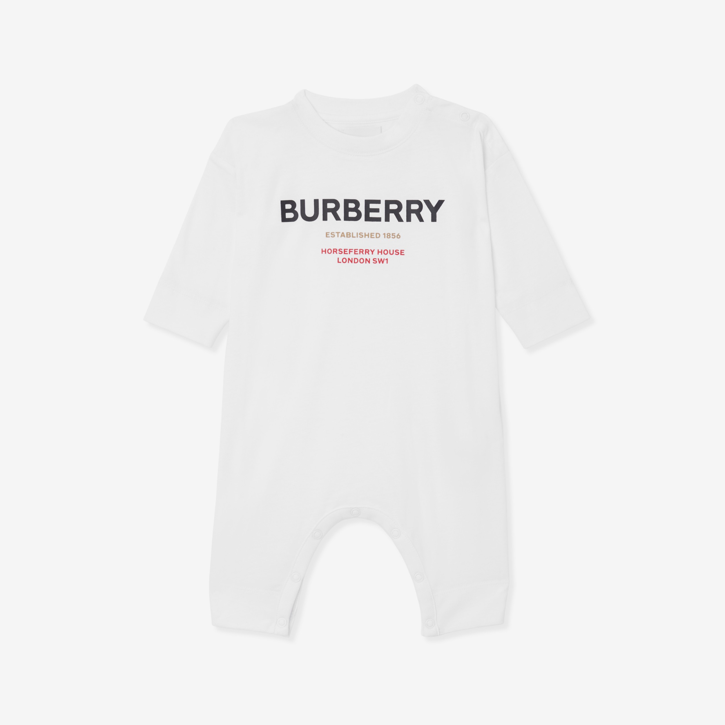 Horseferry Print Cotton Jumpsuit in White - Children | Burberry® Official - 1