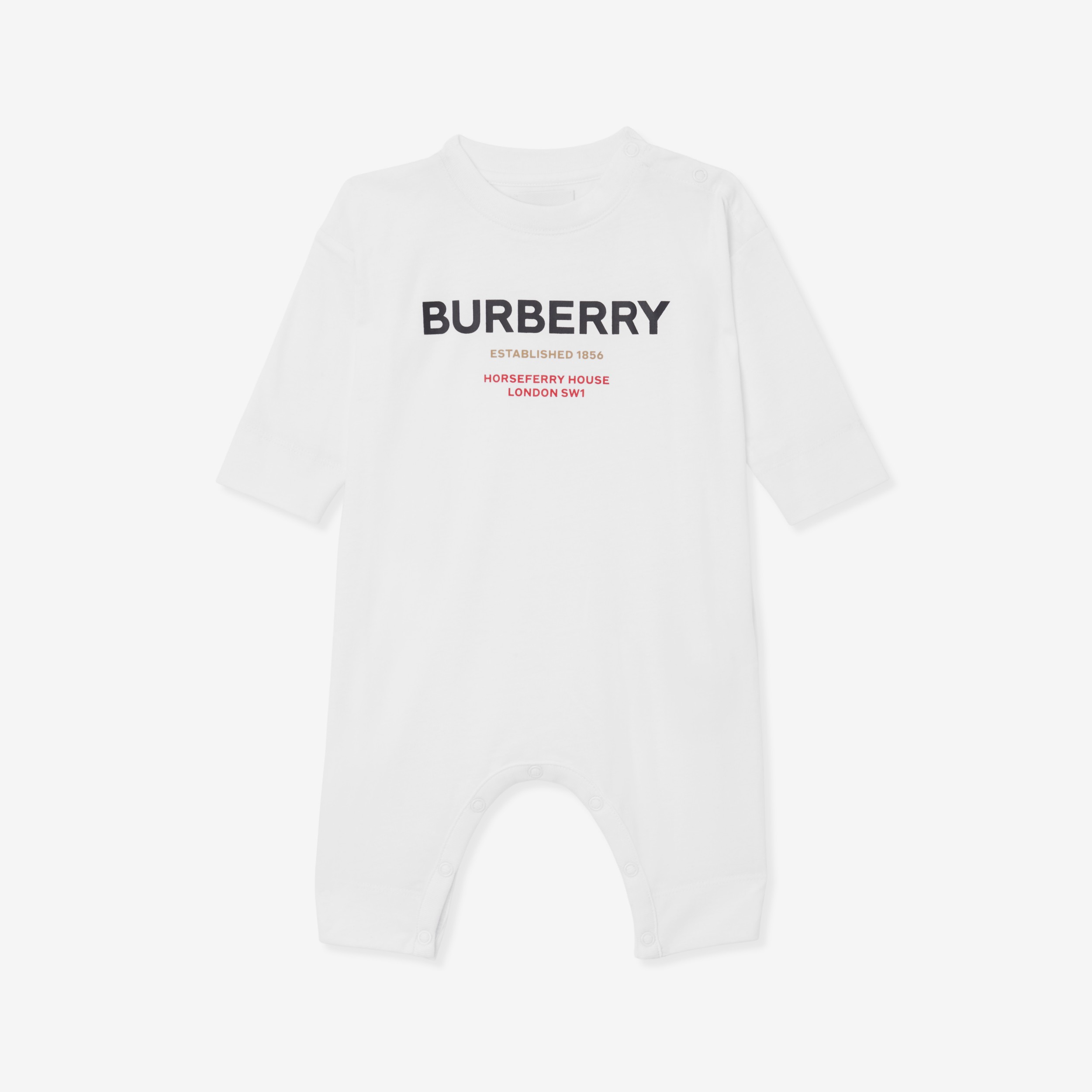 Horseferry Print Cotton Jumpsuit in White - Children | Burberry® Official