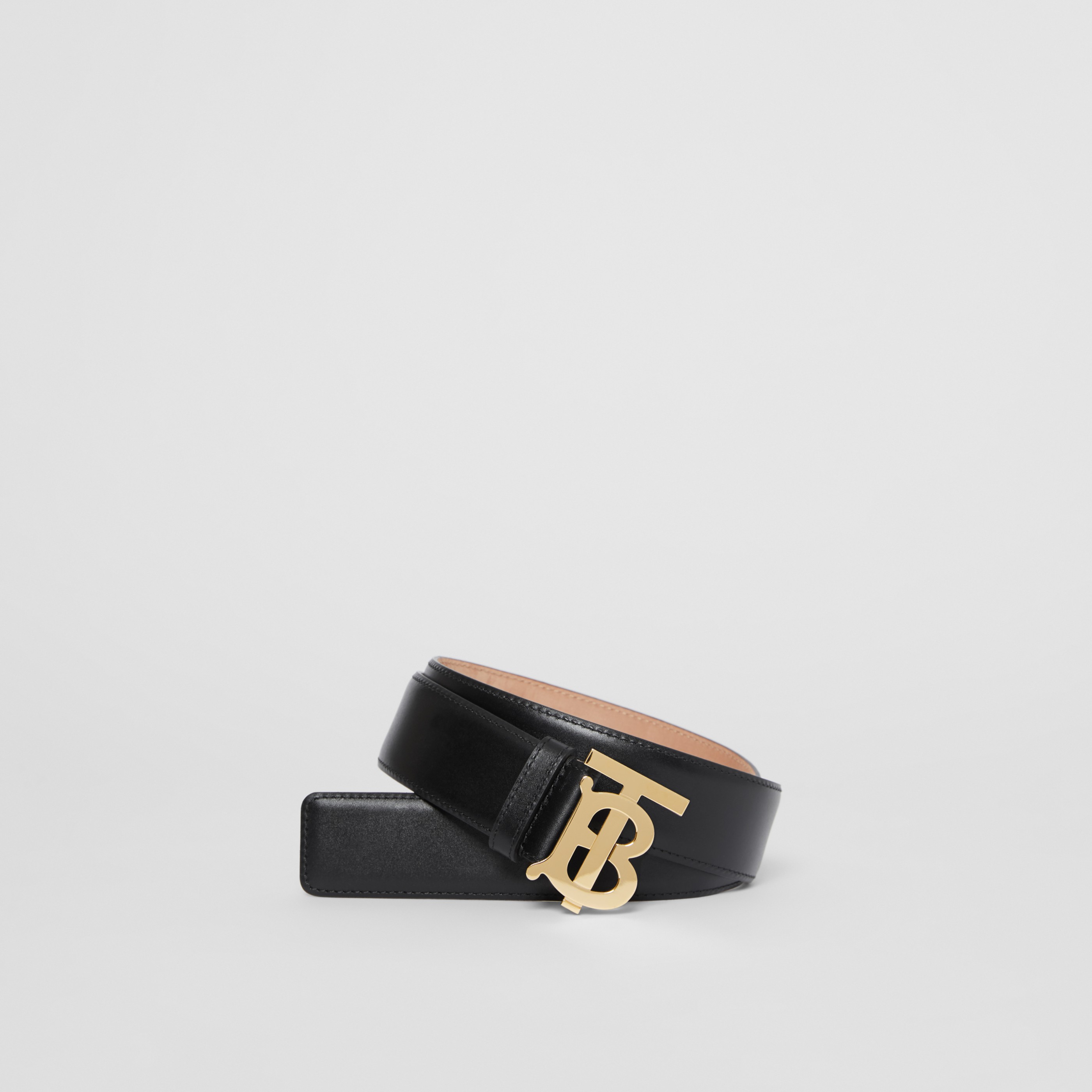 Monogram Motif Leather Belt in Black | Burberry®