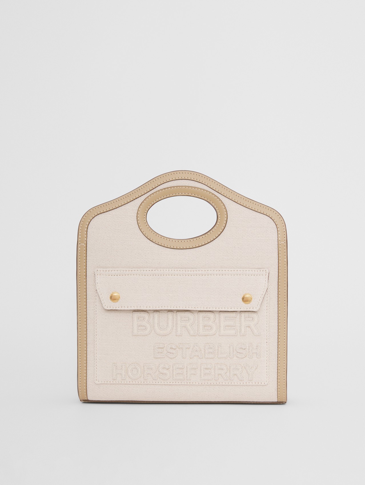 Pocket Bag im Miniformat aus Leinen und Baumwollcanvas mit Horseferry-Schriftzug (Wollweiß)