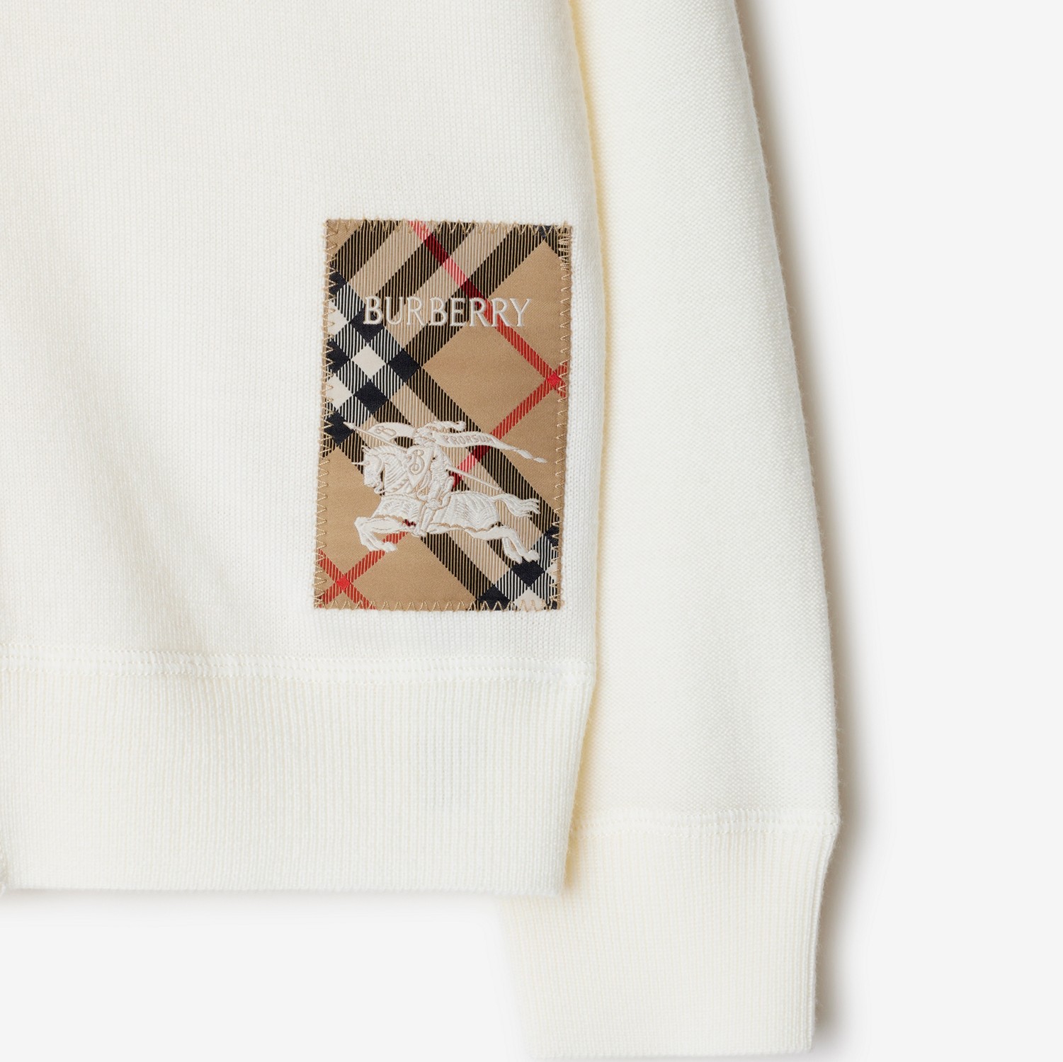 Check Label Wool Cardigan in Ivory | Burberry® Official Check Label Wool Cardigan in Ivory | Burberry® Official