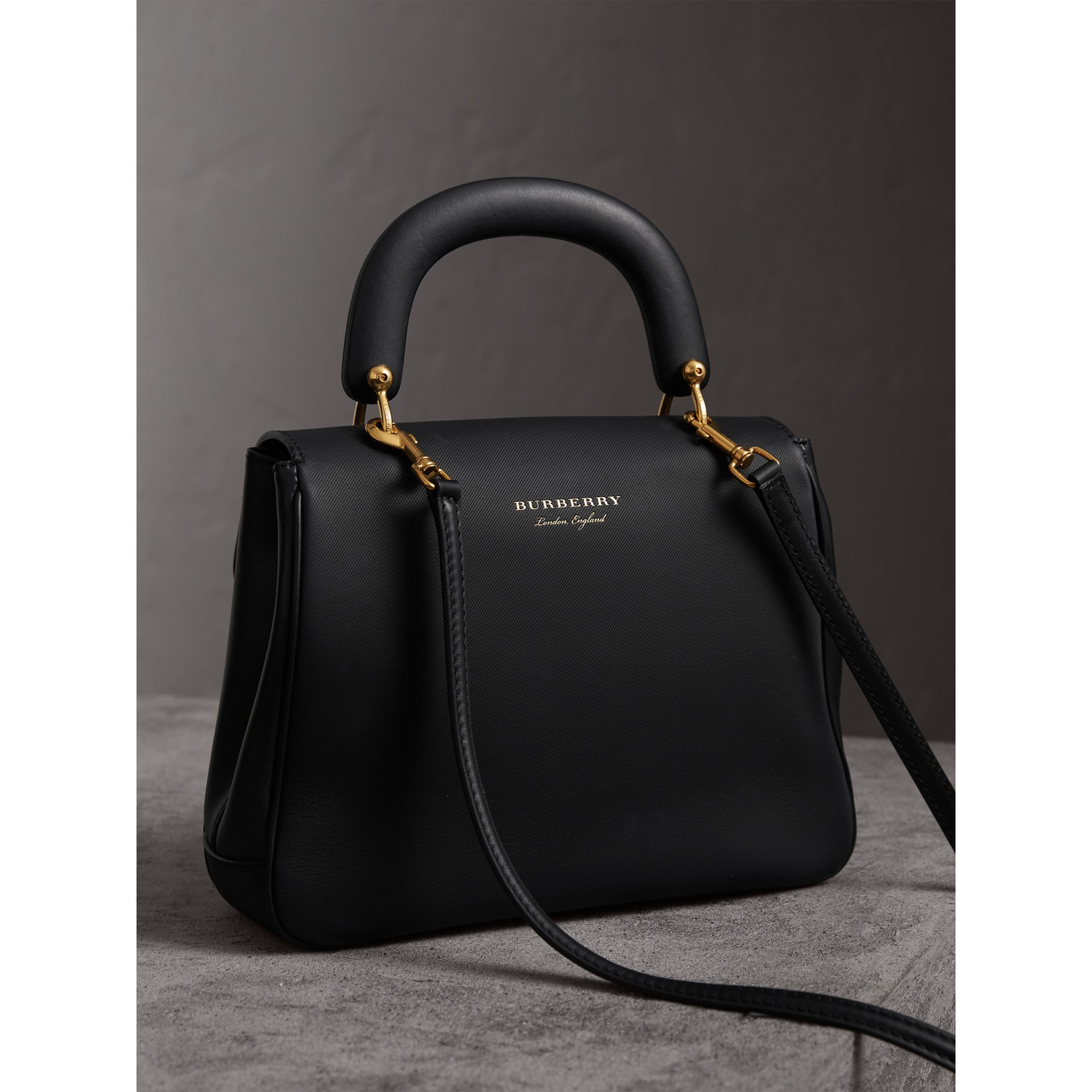 BURBERRY Trench Large Leather TopHandle Satchel Bag, Black ModeSens