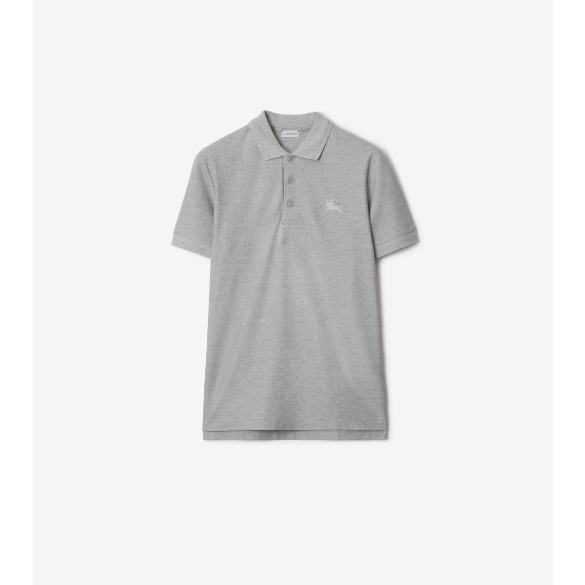 Shop Burberry Cotton Polo Shirt In Pale Grey Melange