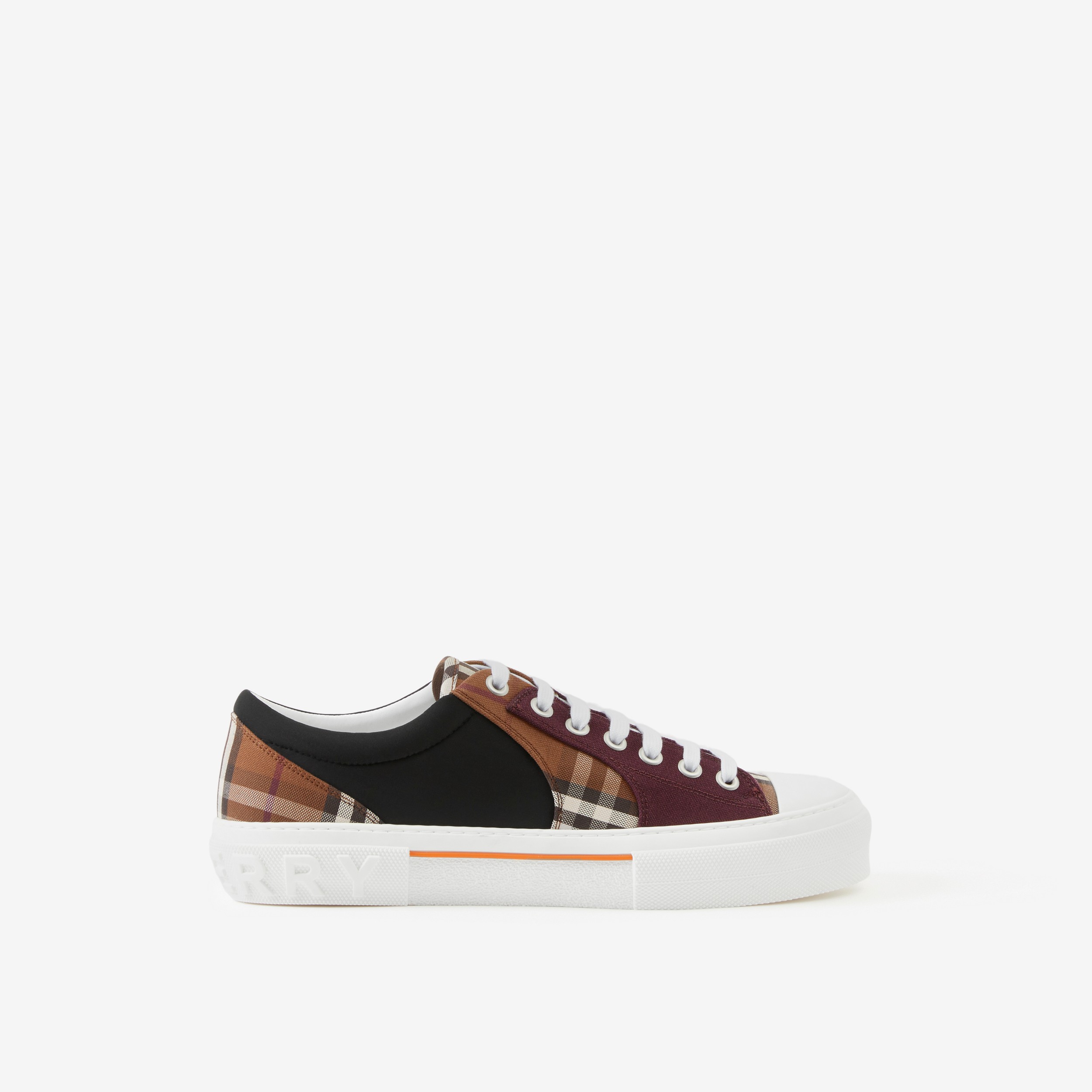 Vintage Check Cotton and Neoprene Sneakers in Dark Birch Brown - Men | Burberry® Official - 1