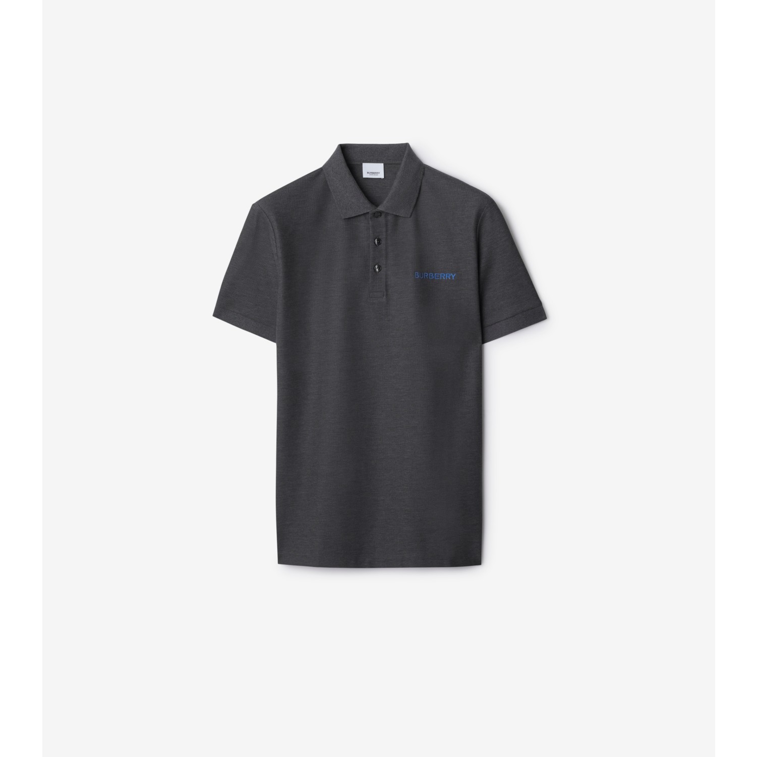 Cotton Polo Shirt in Dark grey melange Men Burberry Official