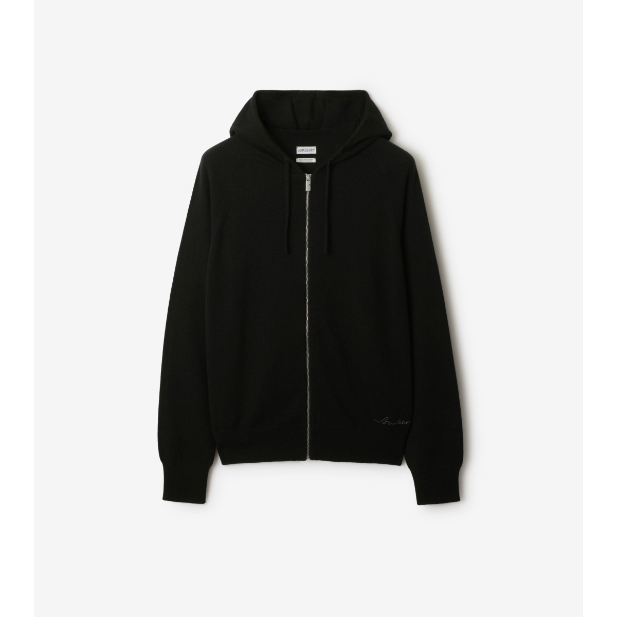 Shop Burberry Cashmere Zip Hoodie In Black