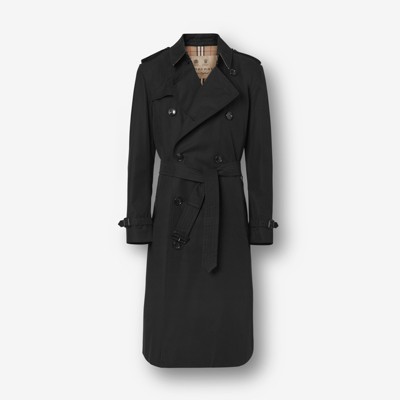 The Long Kensington Heritage Trench Coat in Black - Men, Cotton ...