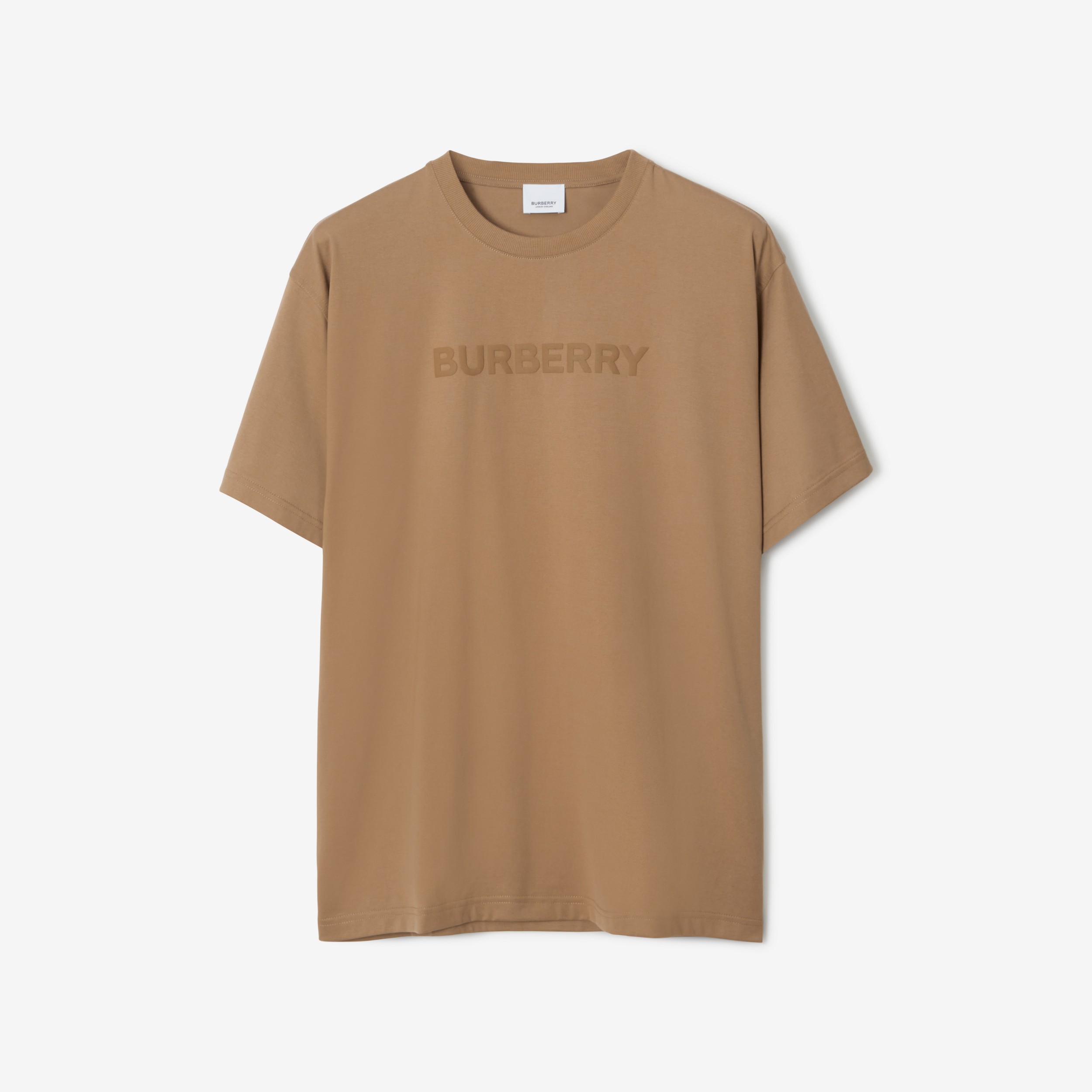 Camiseta de algodão com estampa de logotipo (Camel) - Homens | Burberry® oficial - 1