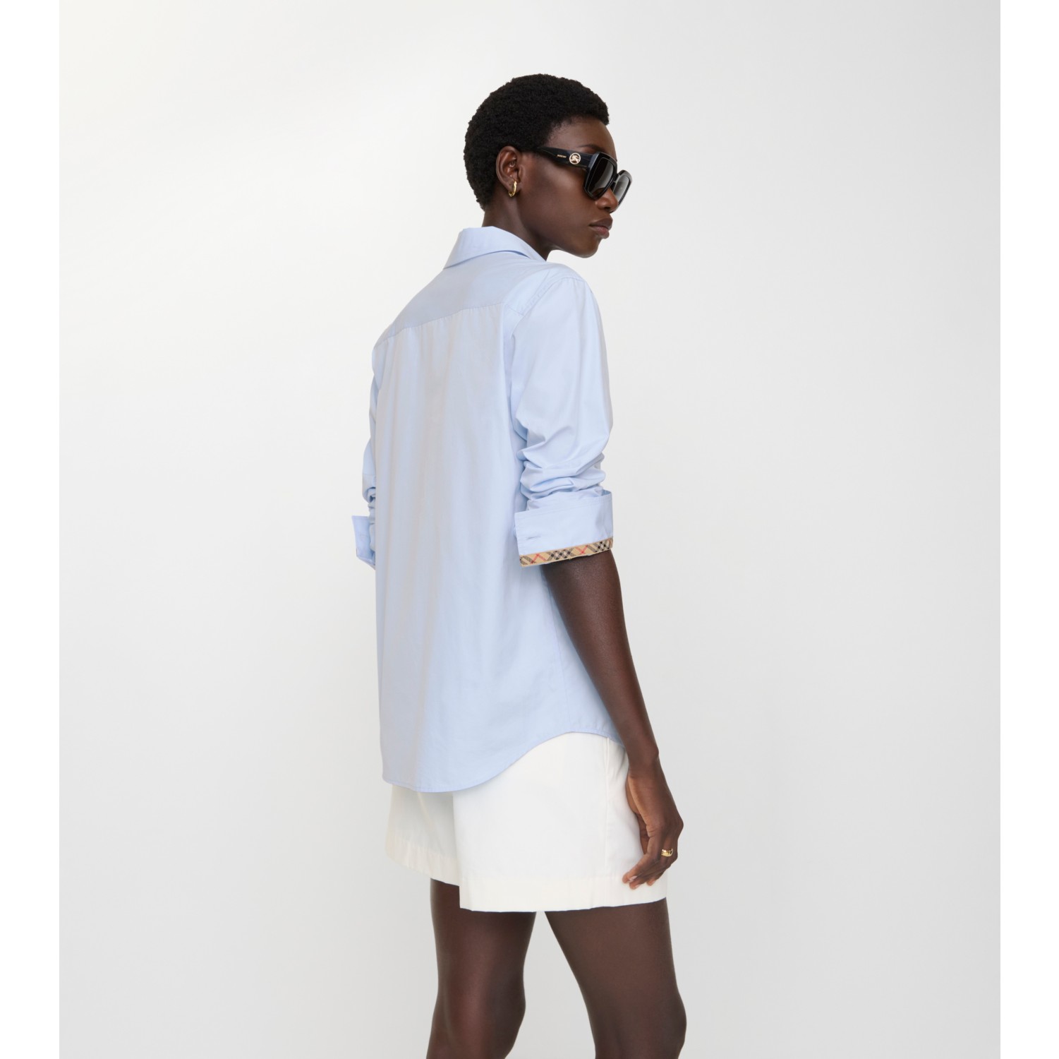 Regular Fit Cotton Poplin Formal Shirt in Agapanthus blue - Women | Burberry® Official