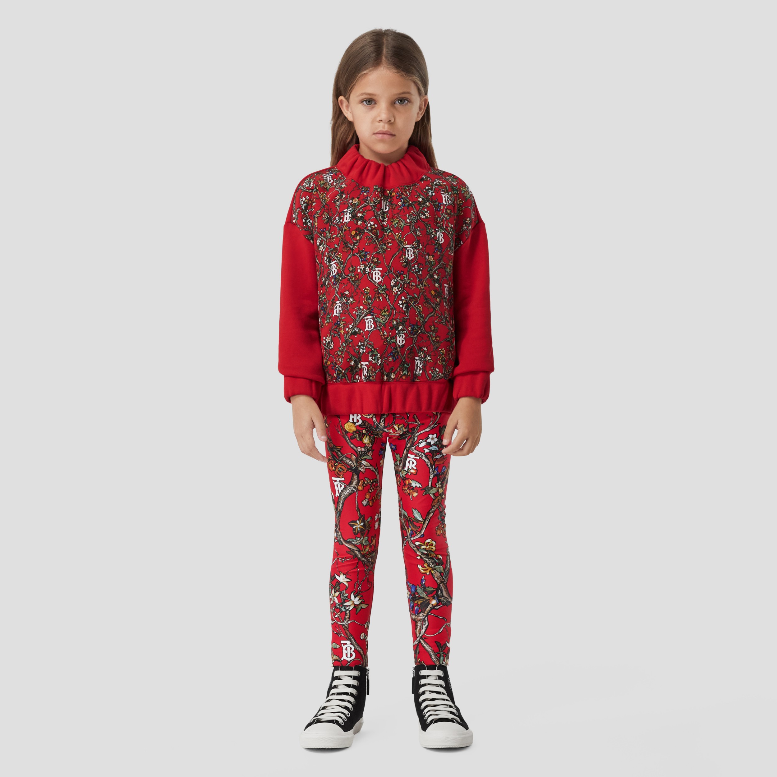 Monogram Motif Stretch Nylon Leggings in Bright Red - Children | Burberry® Official - 3