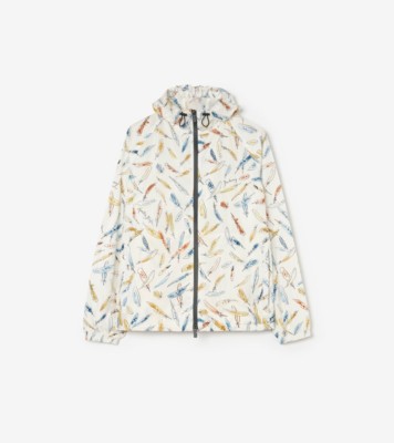Feather Print Nylon Clapton Hooded Jacket in Ink blue - Men | Burberry® Official